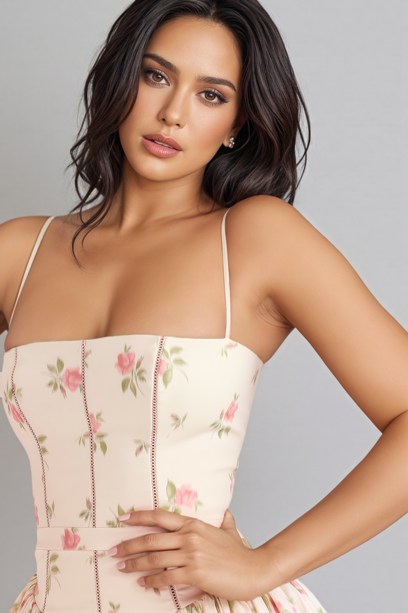 Noemie Rose Print Stretch Cotton Mini Dress