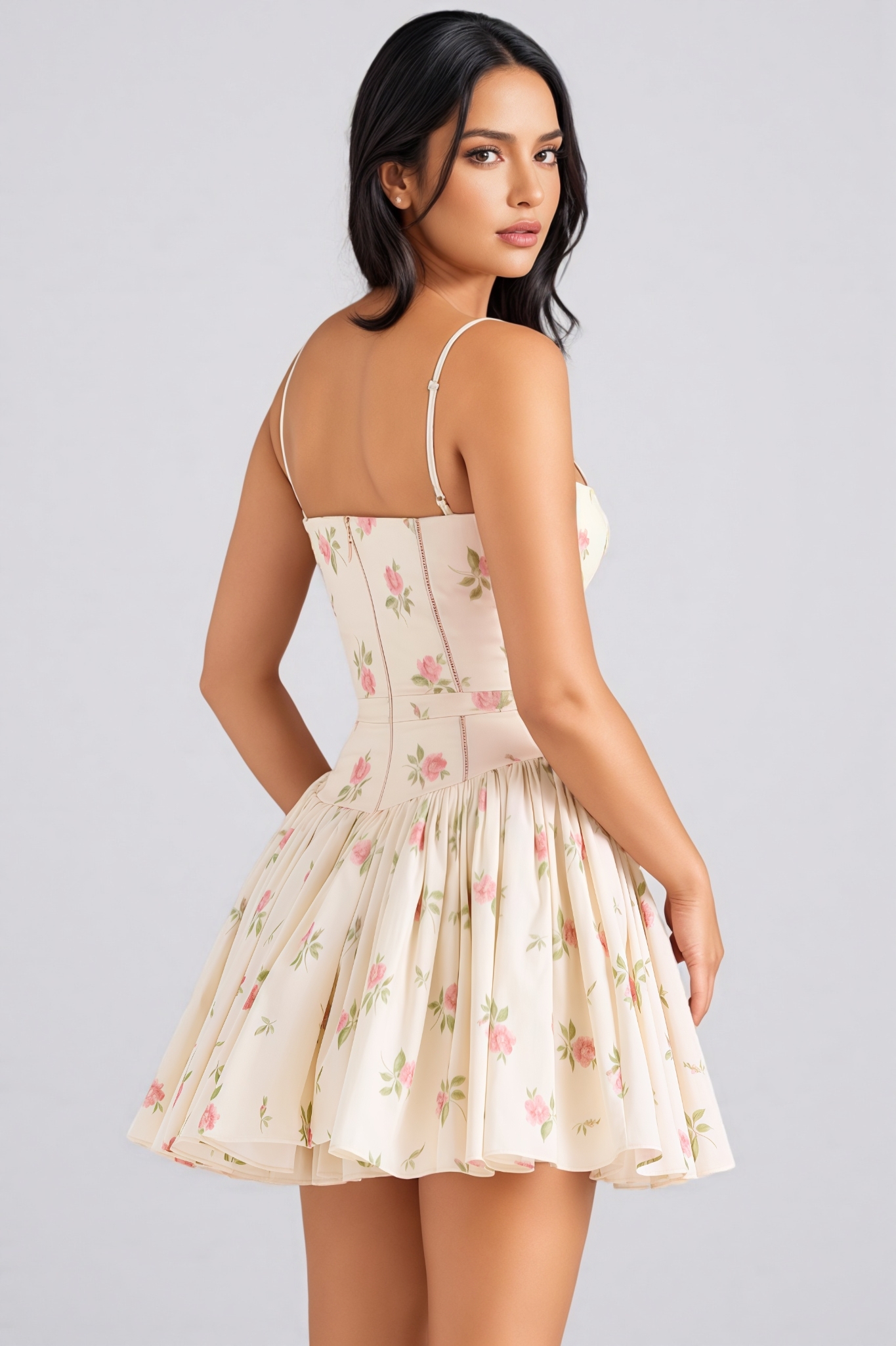 Noemie Rose Print Stretch Cotton Mini Dress