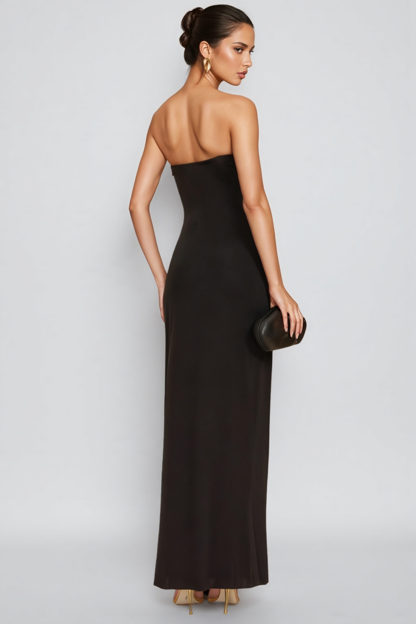 Jeandi Black Bustier Bandage Maxi Dress