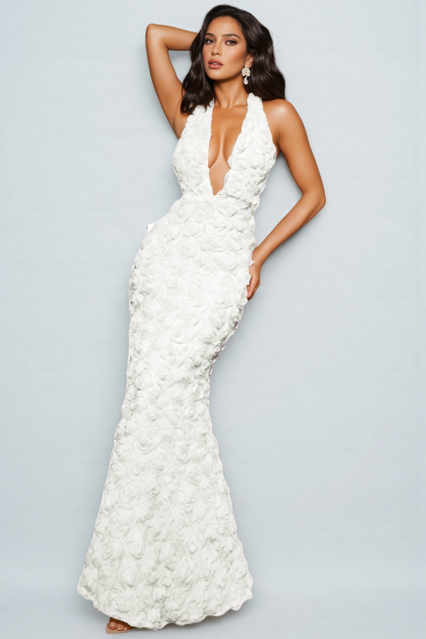 Dorirs Deep V 3D Floral Maxi Dress