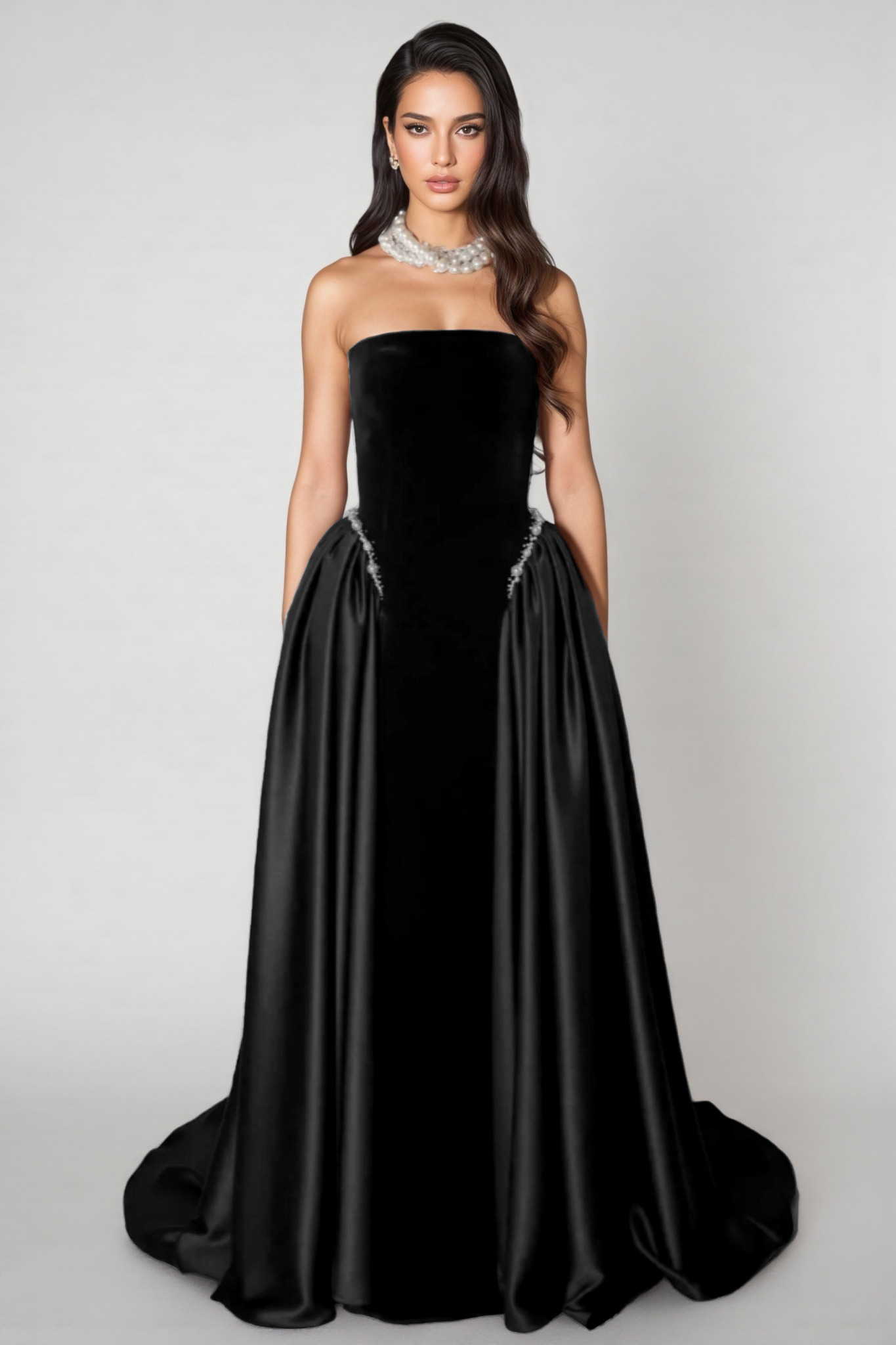 Eustace Black Strapless Evening Maxi Dress
