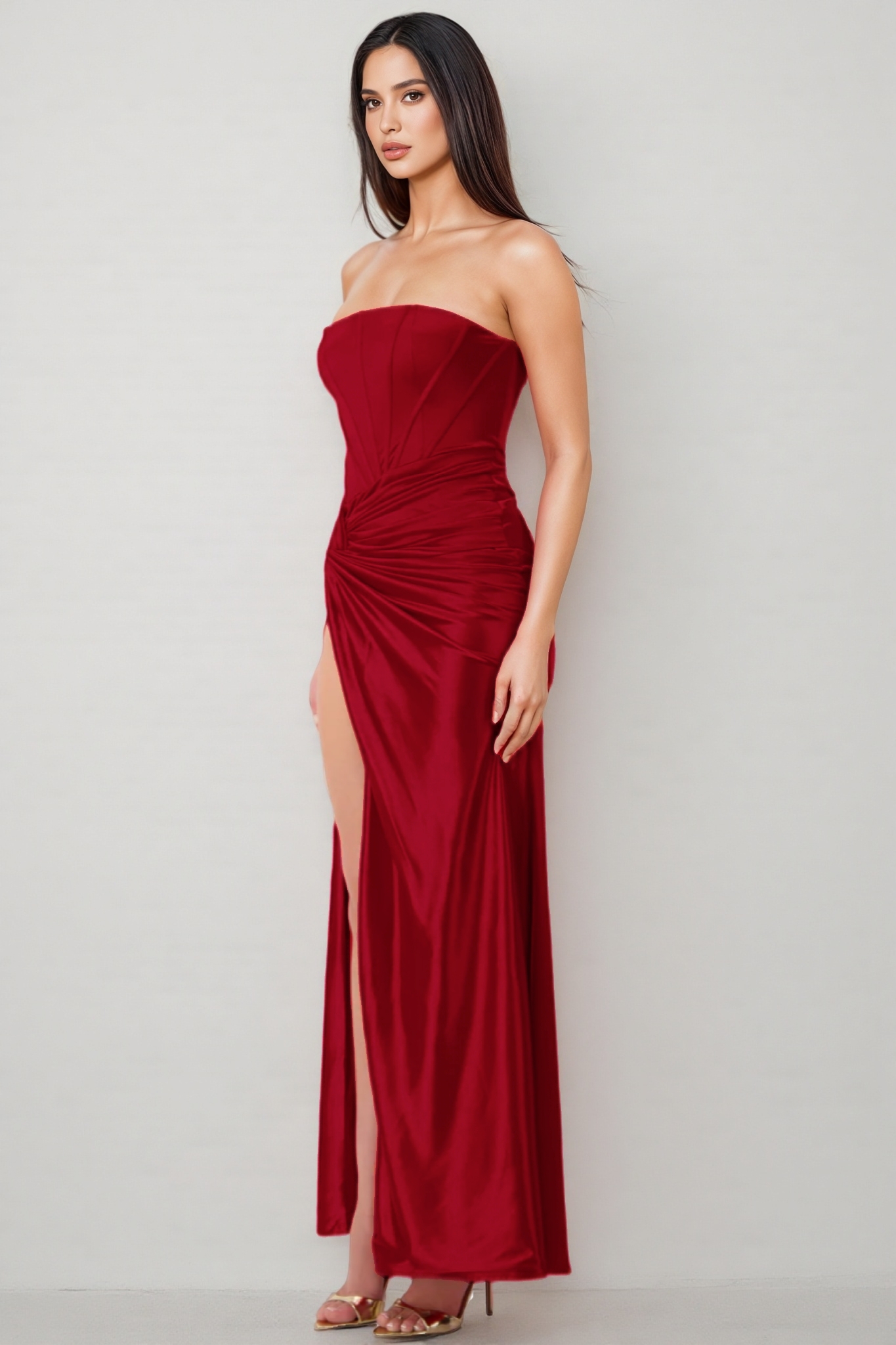 Kelid Red Backless Twisted Slit Maxi Dress