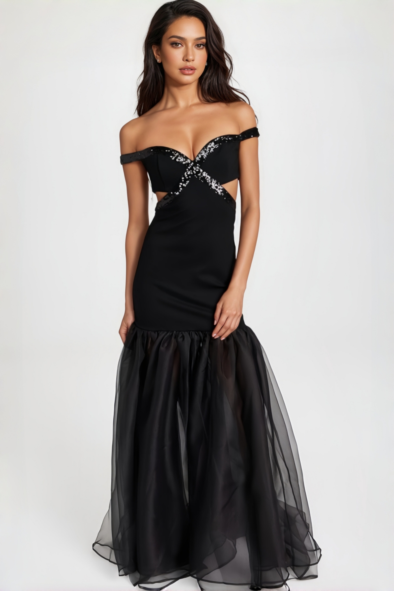 Rivka Sequined Ponte Maxi Dress
