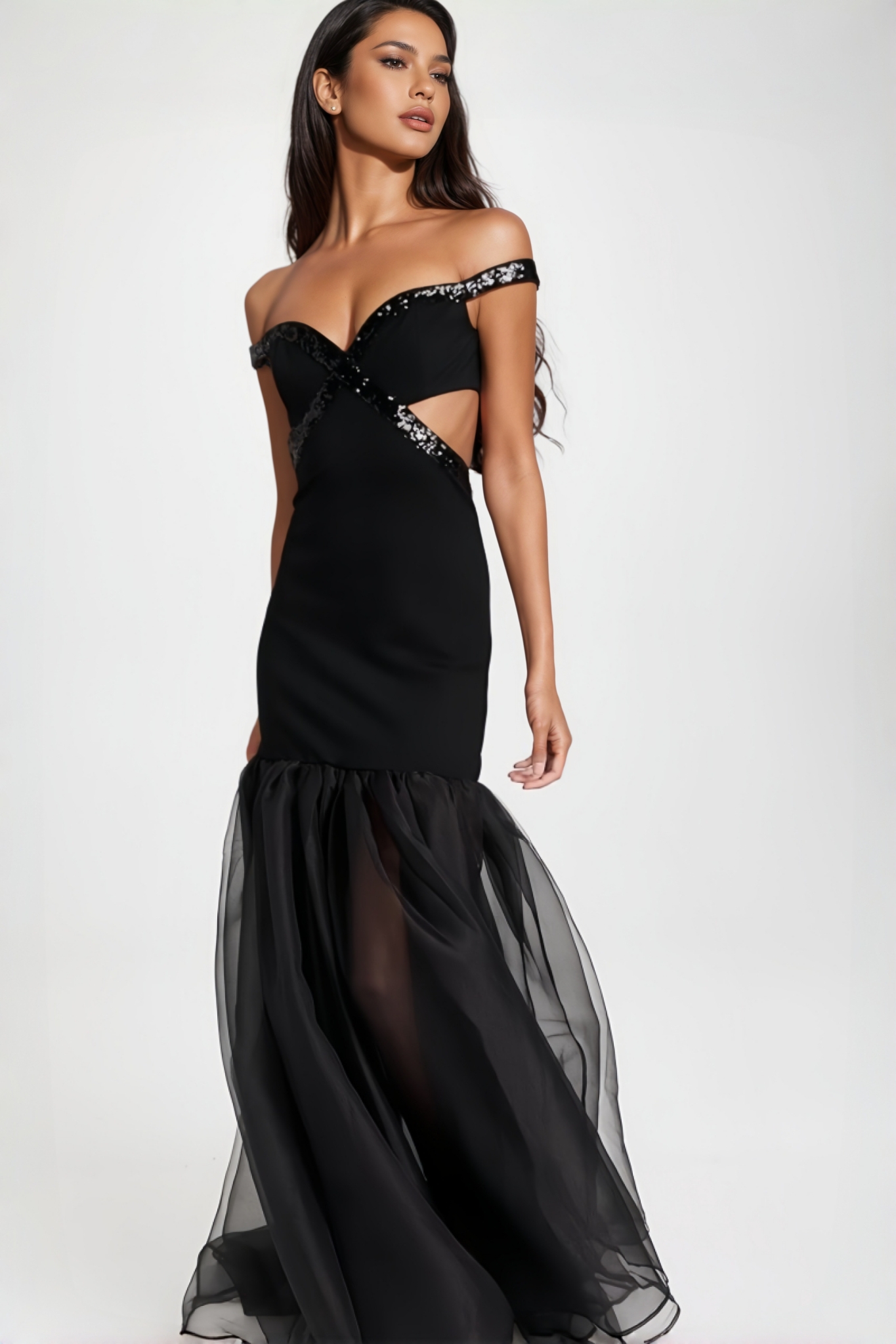 Rivka Sequined Ponte Maxi Dress