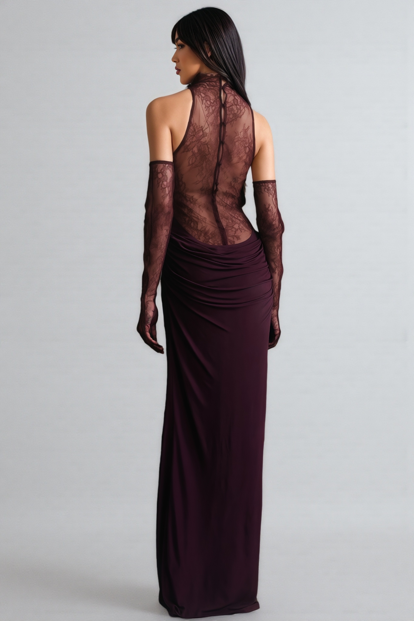 Marge Purple Halter Lace Maxi Dress