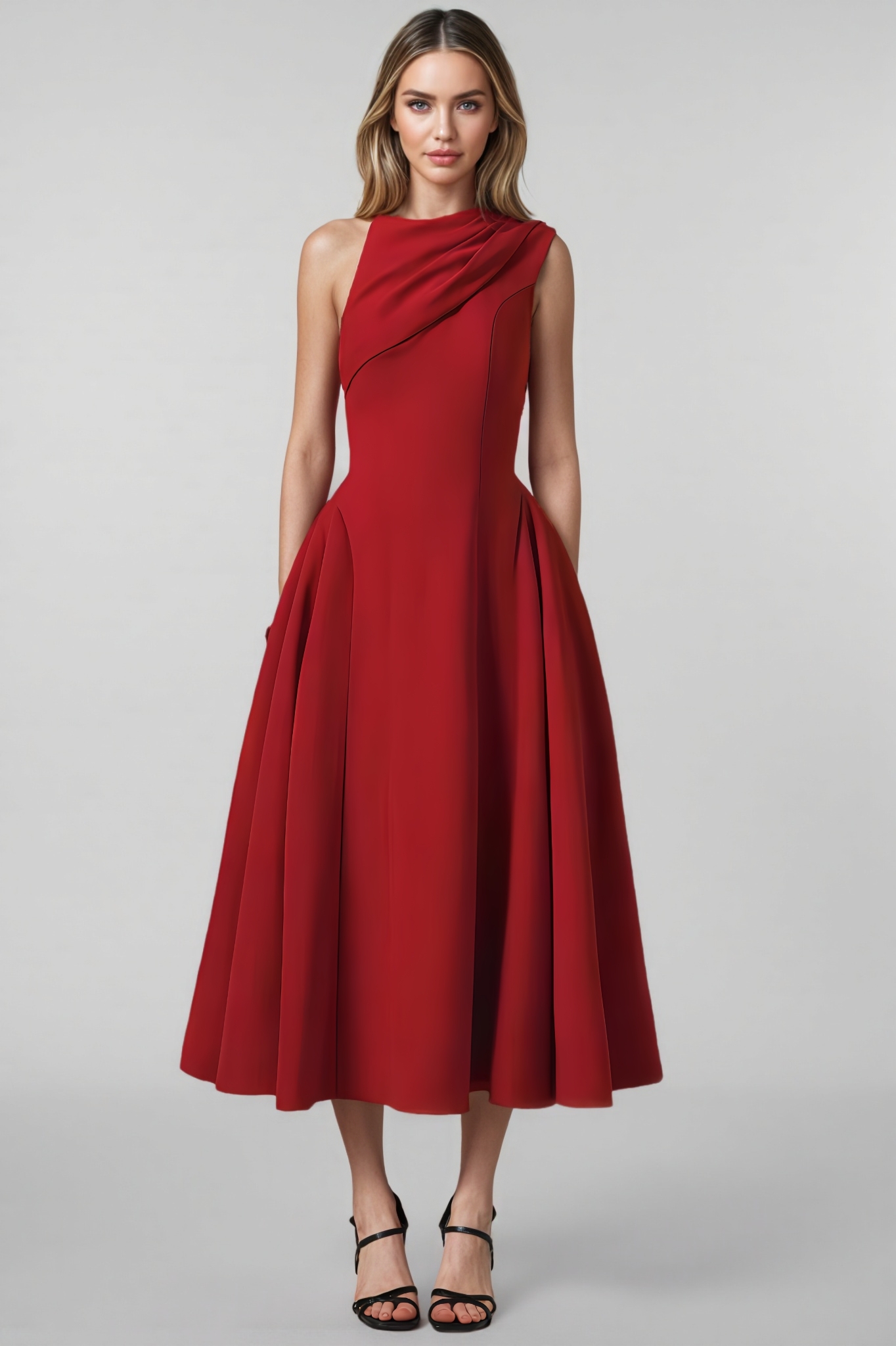 Lolic Sleeveless Woven Dress And Cape Two-Piece Set