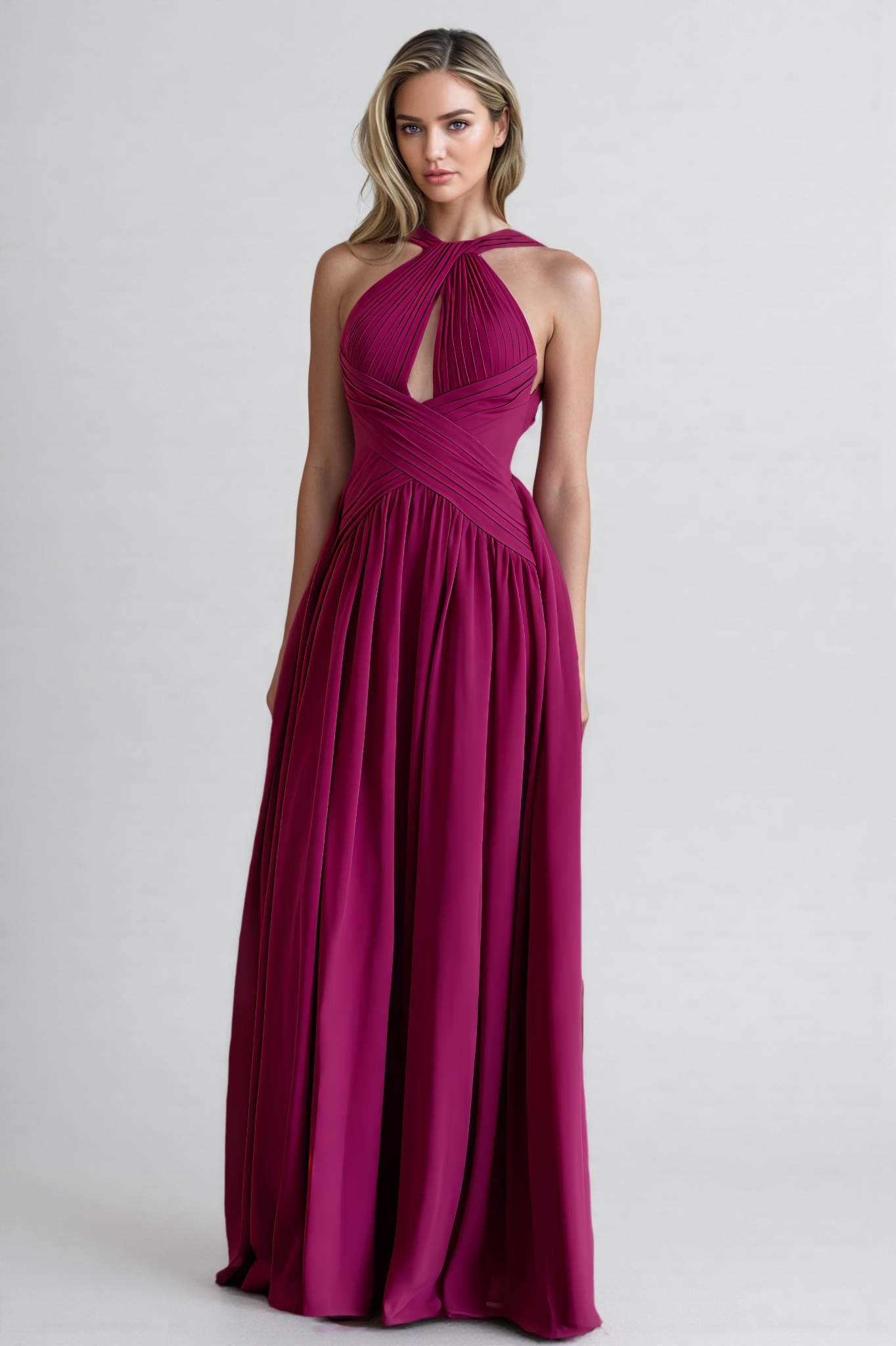 Zoey Cross-Over Pleated Maxi Dress