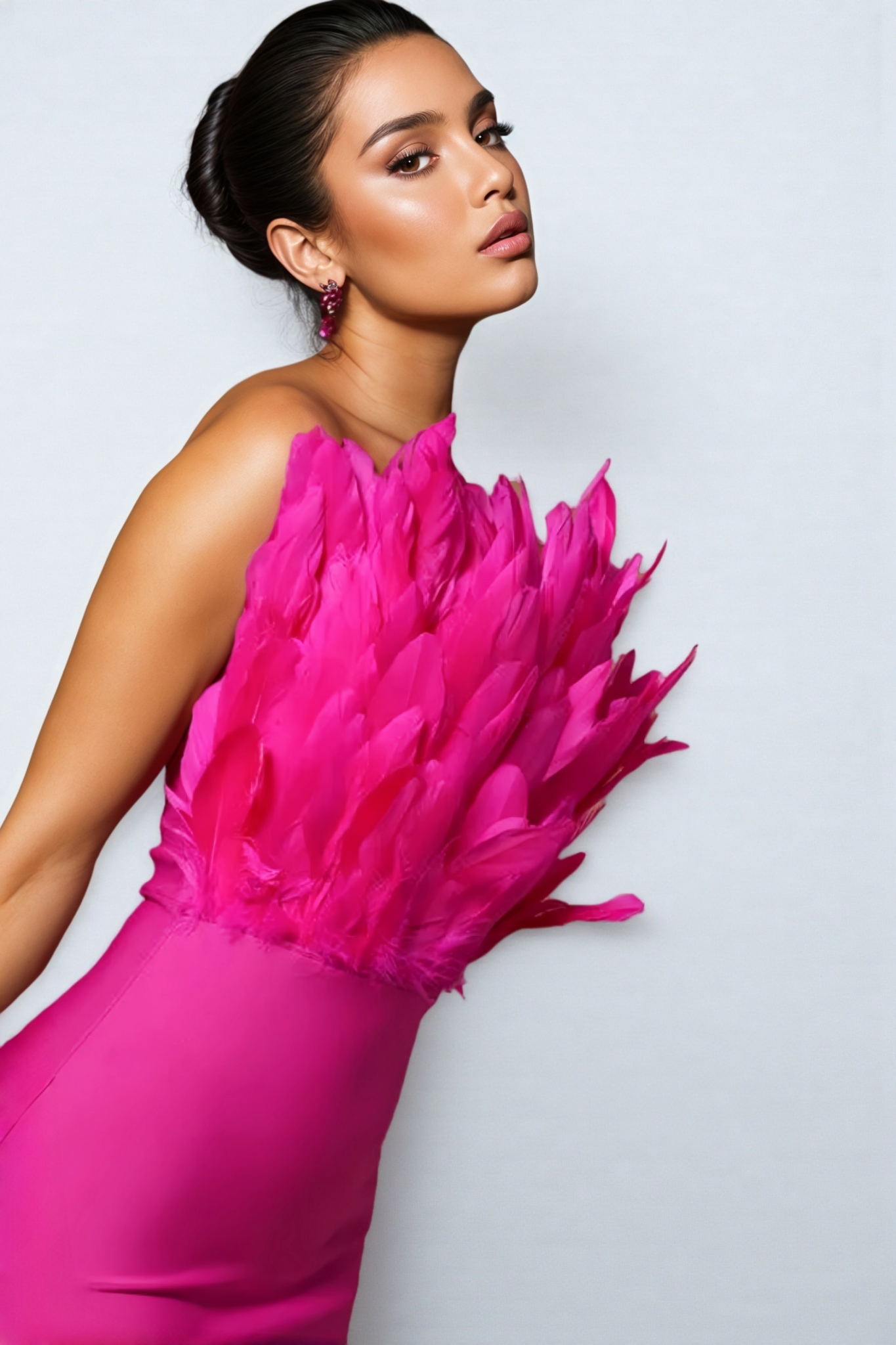 Jalila Feather Sleeveless Midi Dress