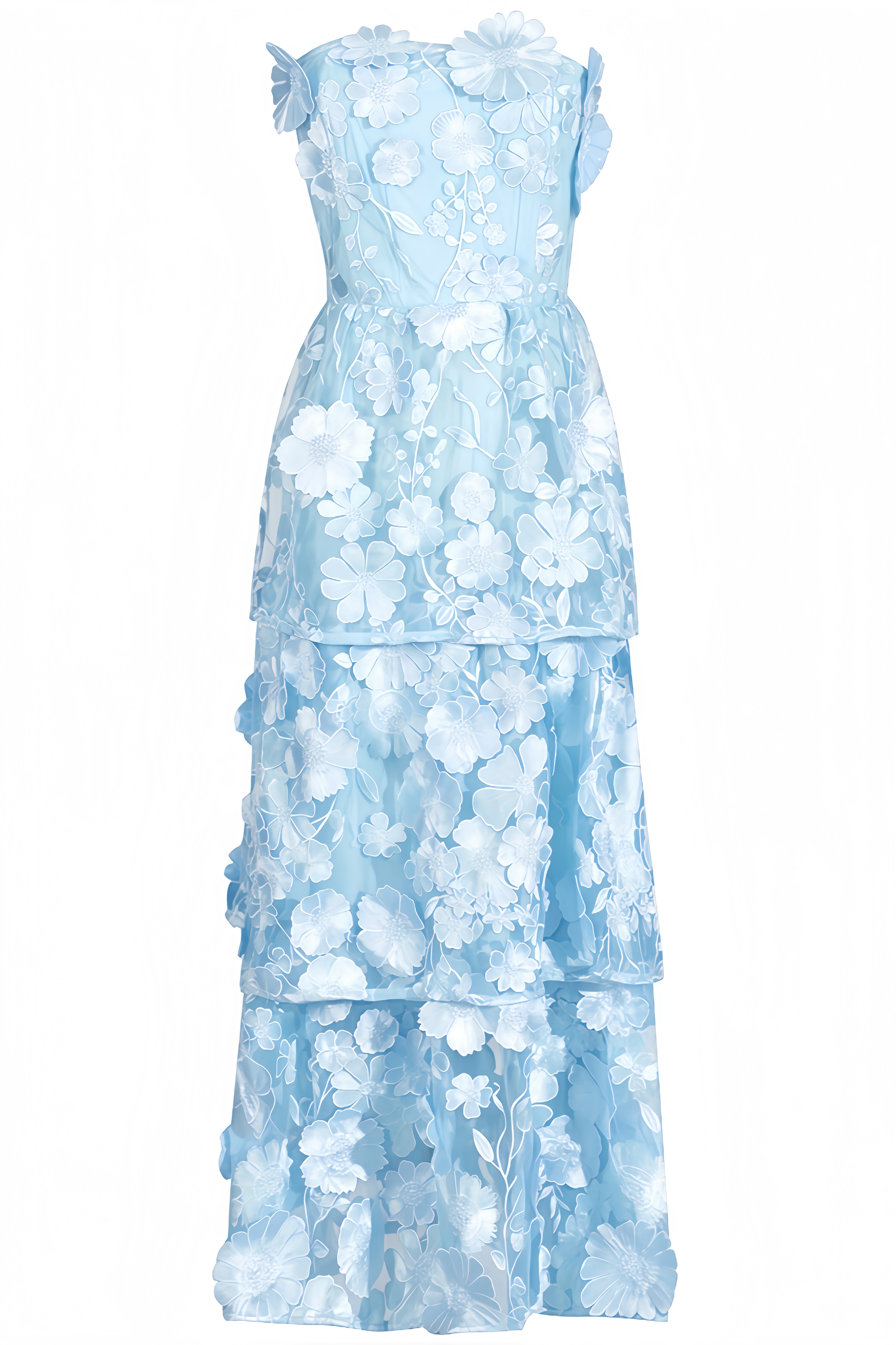 Quin Blue Flower Off Shoulder Midi Dress