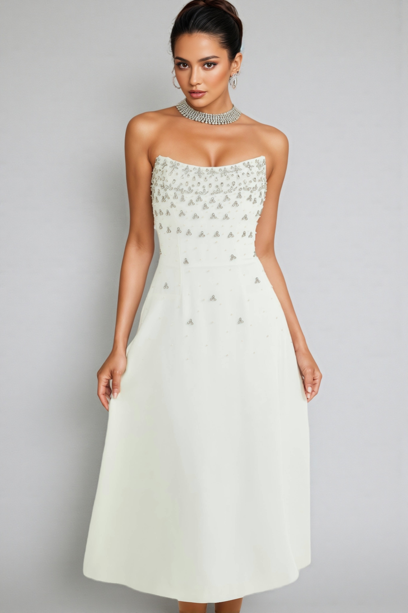 Zirana White Diamond Maxi Dress