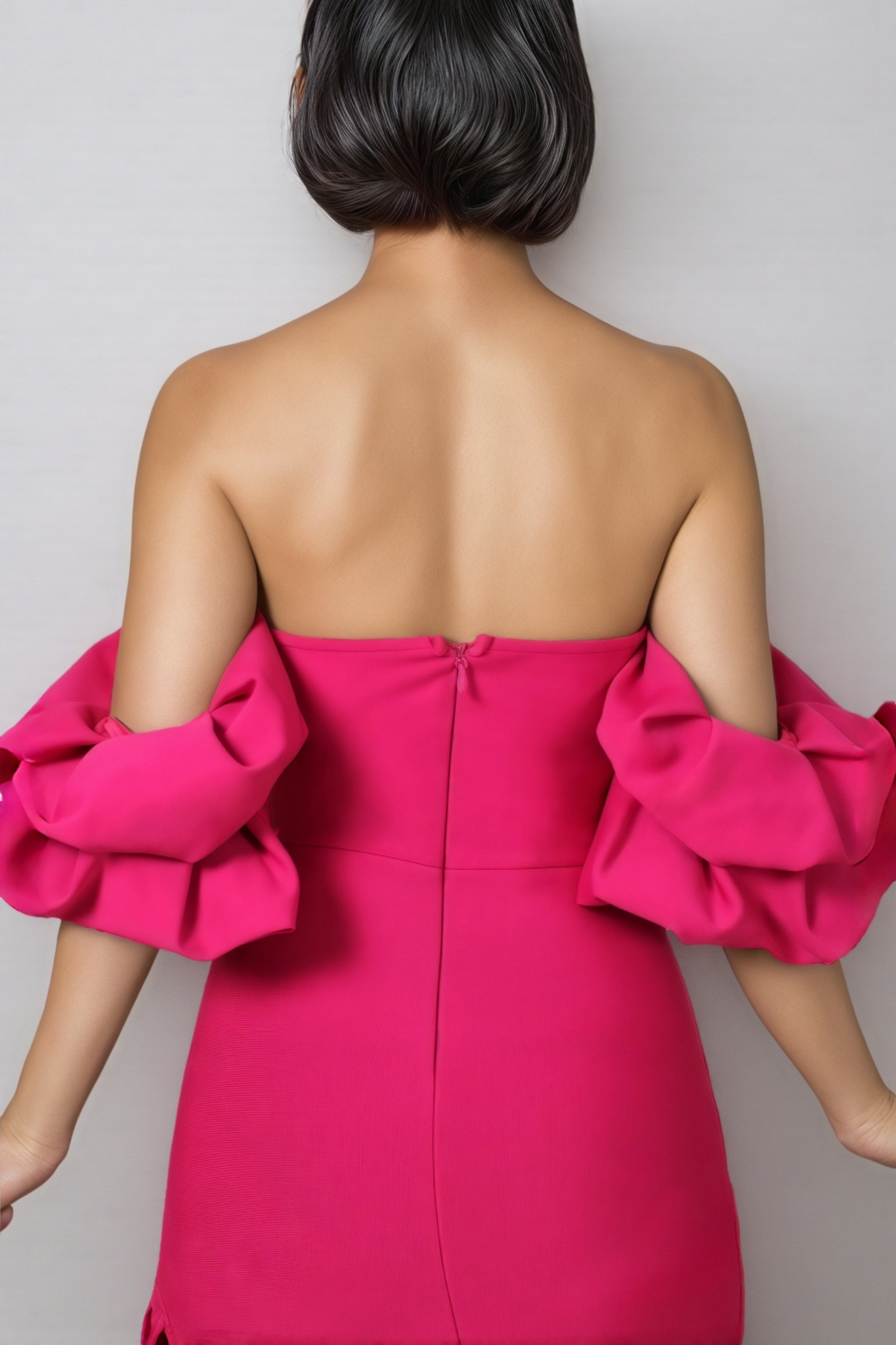 Lilad Lantern Sleeve Slit Midi Dress