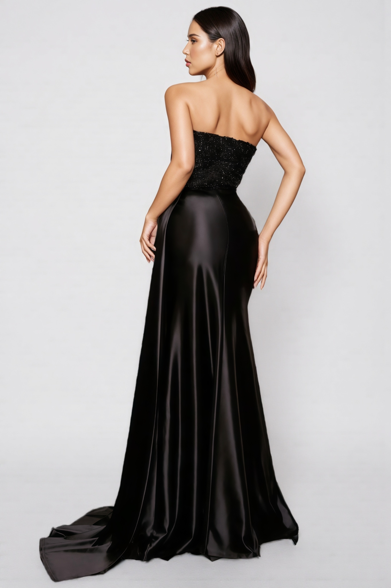 Brontane Black Sheath Sequin Maxi Dress