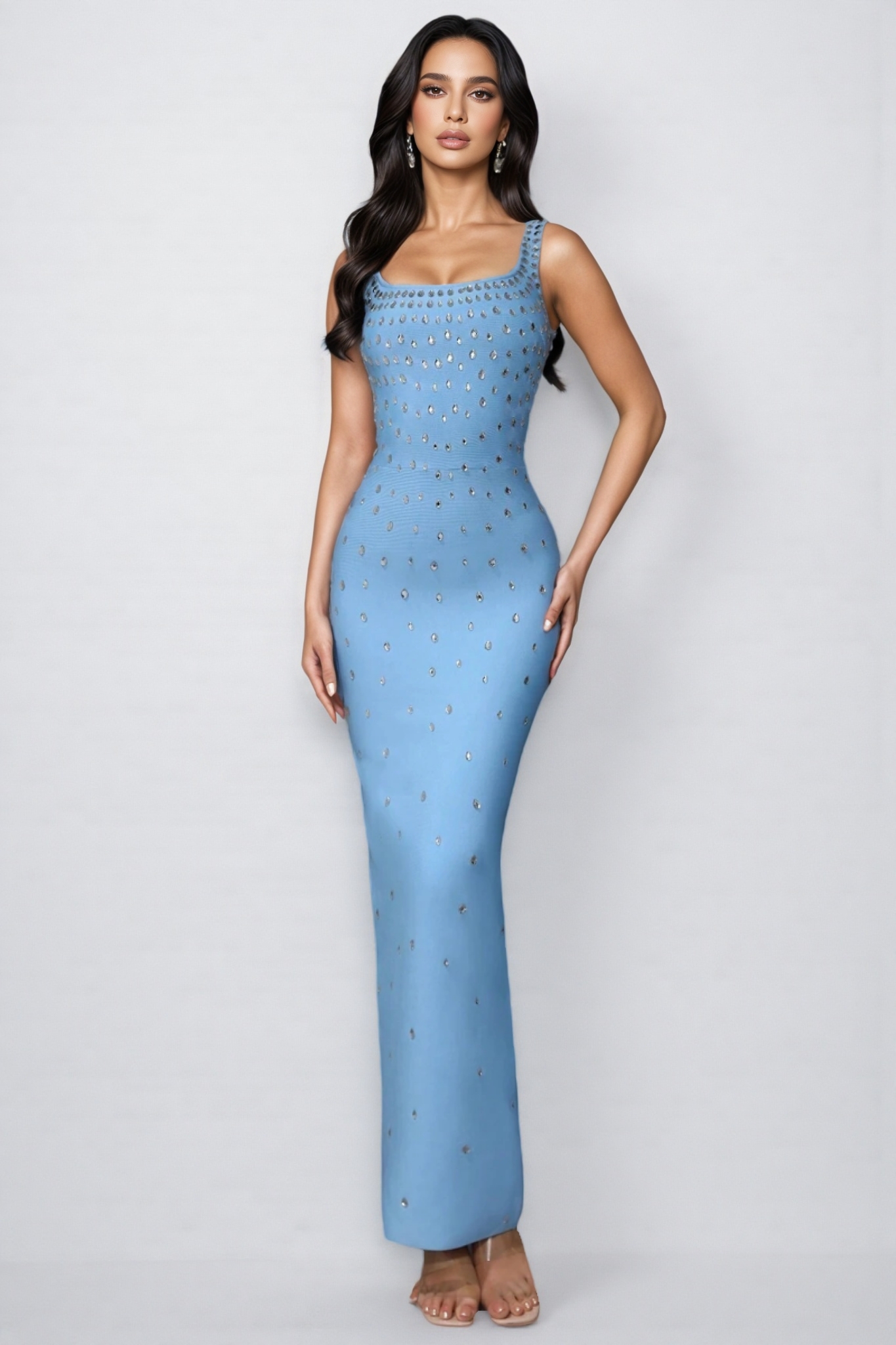 Freda Rhinestone Bandage Maxi Dress