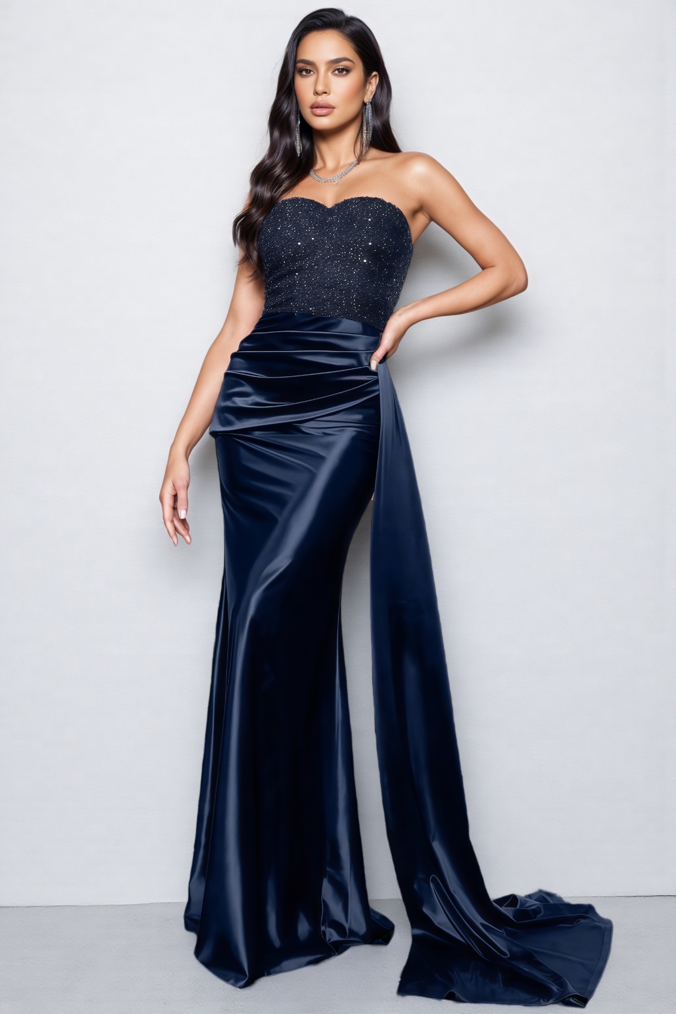 Eamone Sheath Sequin Embroidered Maxi Dress