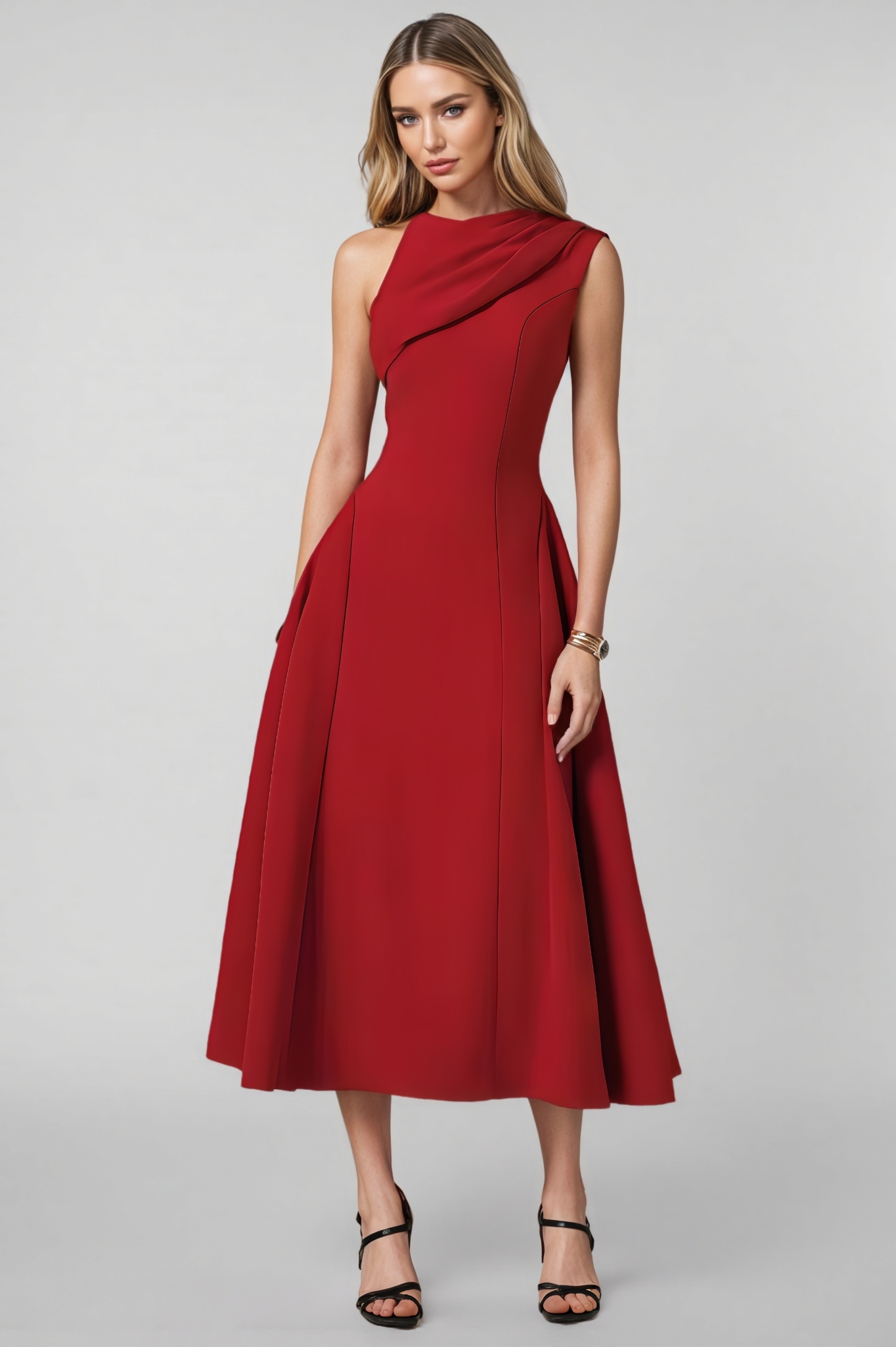 Lolic Sleeveless Woven Dress And Cape Two-Piece Set