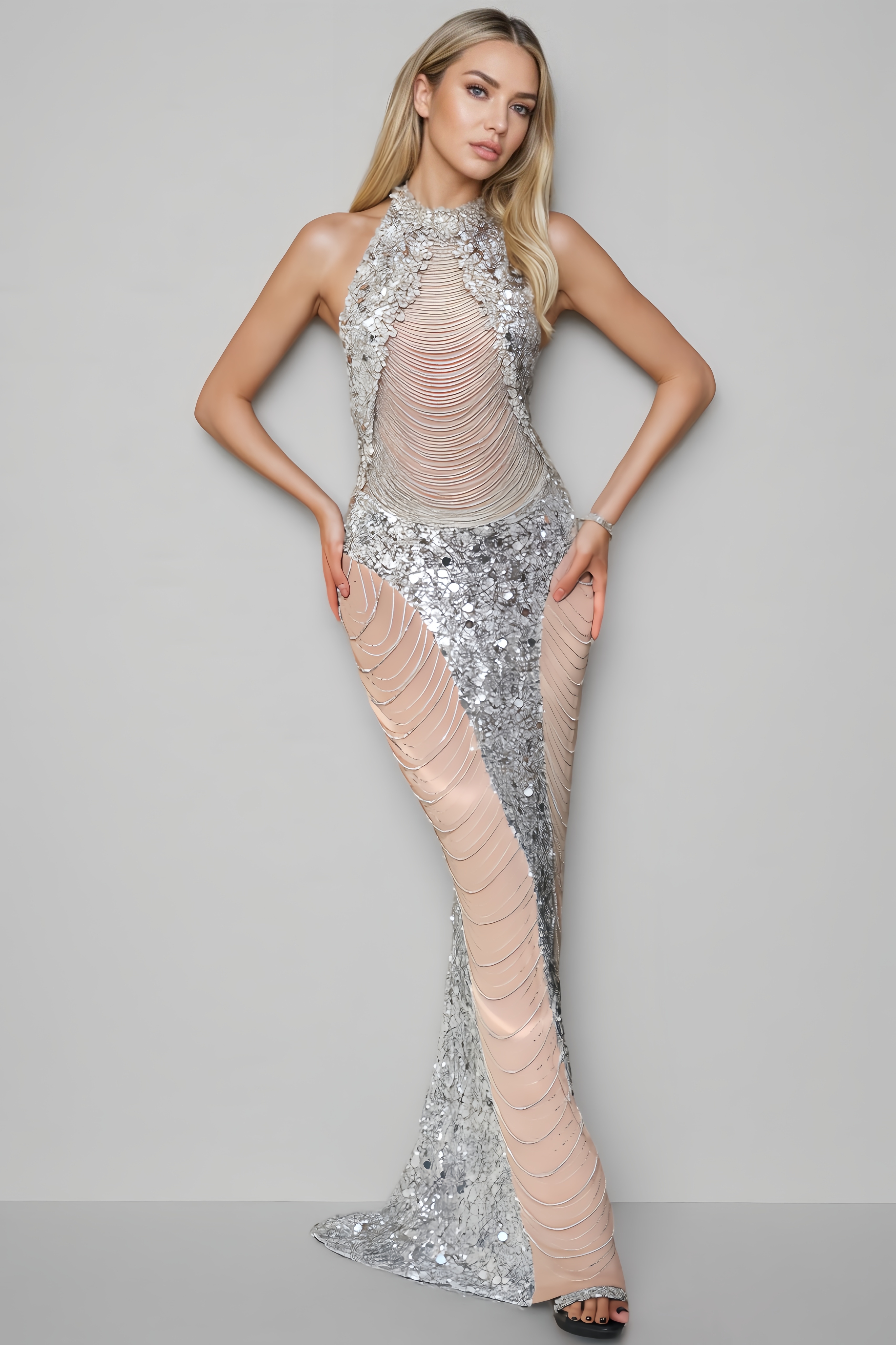 Jojo Sleeveless Sequin Maxi Dress