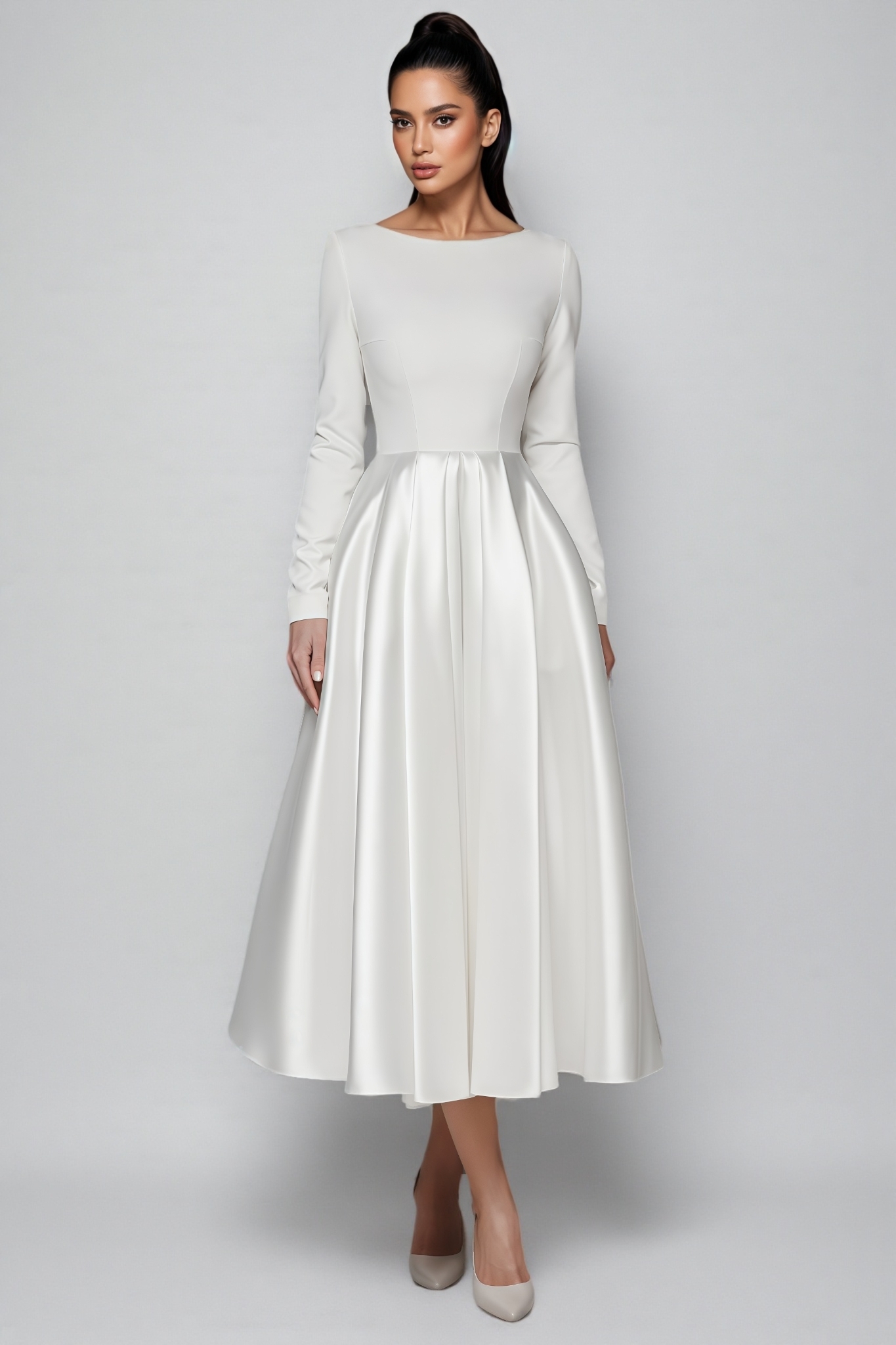 Nalea White Simple Maxi Dress