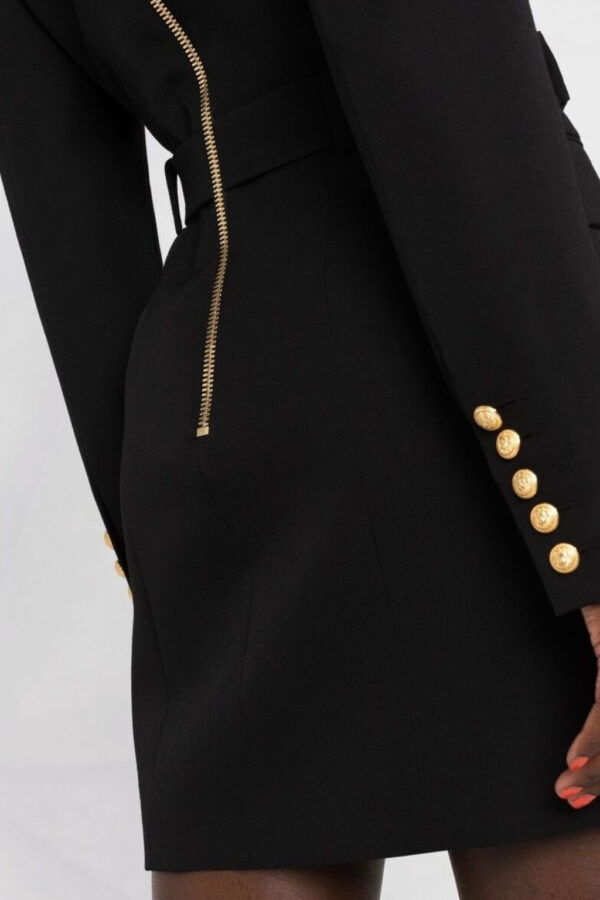 Freya Black Belted Metal Button Mini Dress