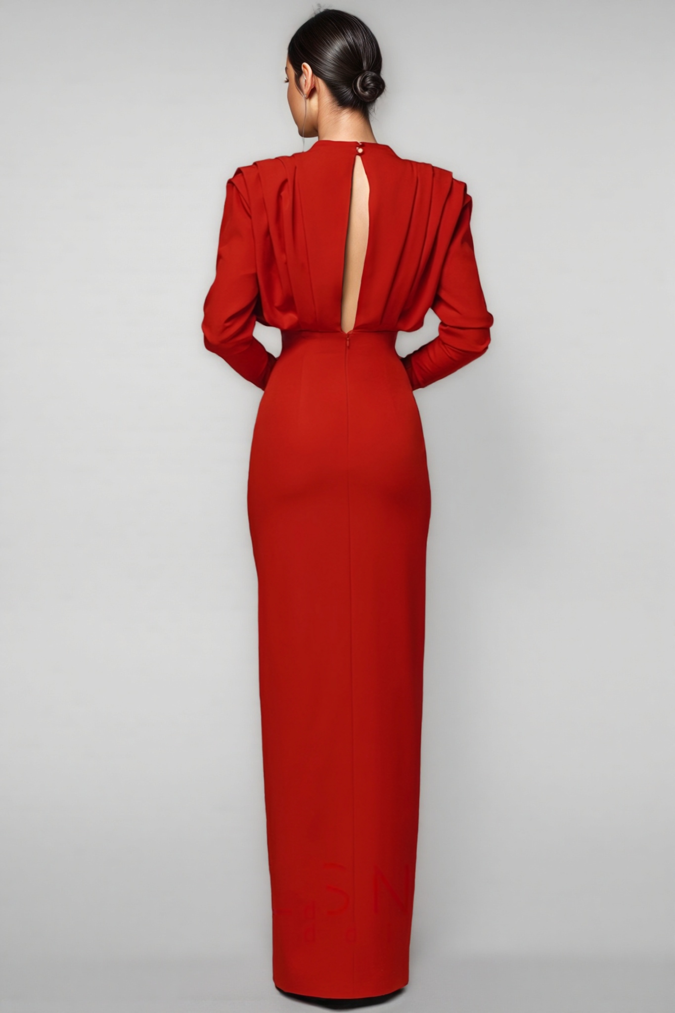 Davina High Neck Slit Maxi Dress-Red