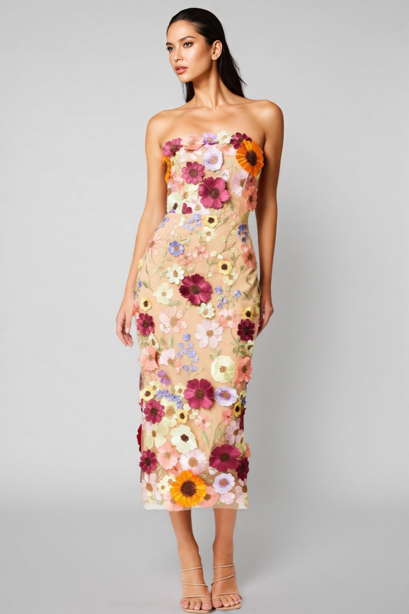 Winslet Embellished Floral Lace Midi Dress