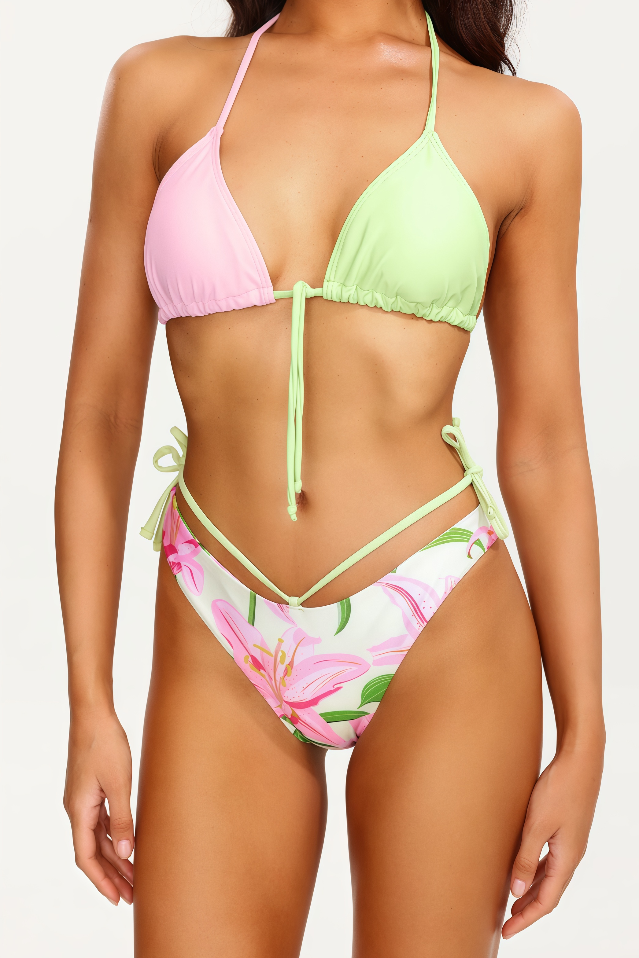 Lou Flower Print Bikini Three Piece Set