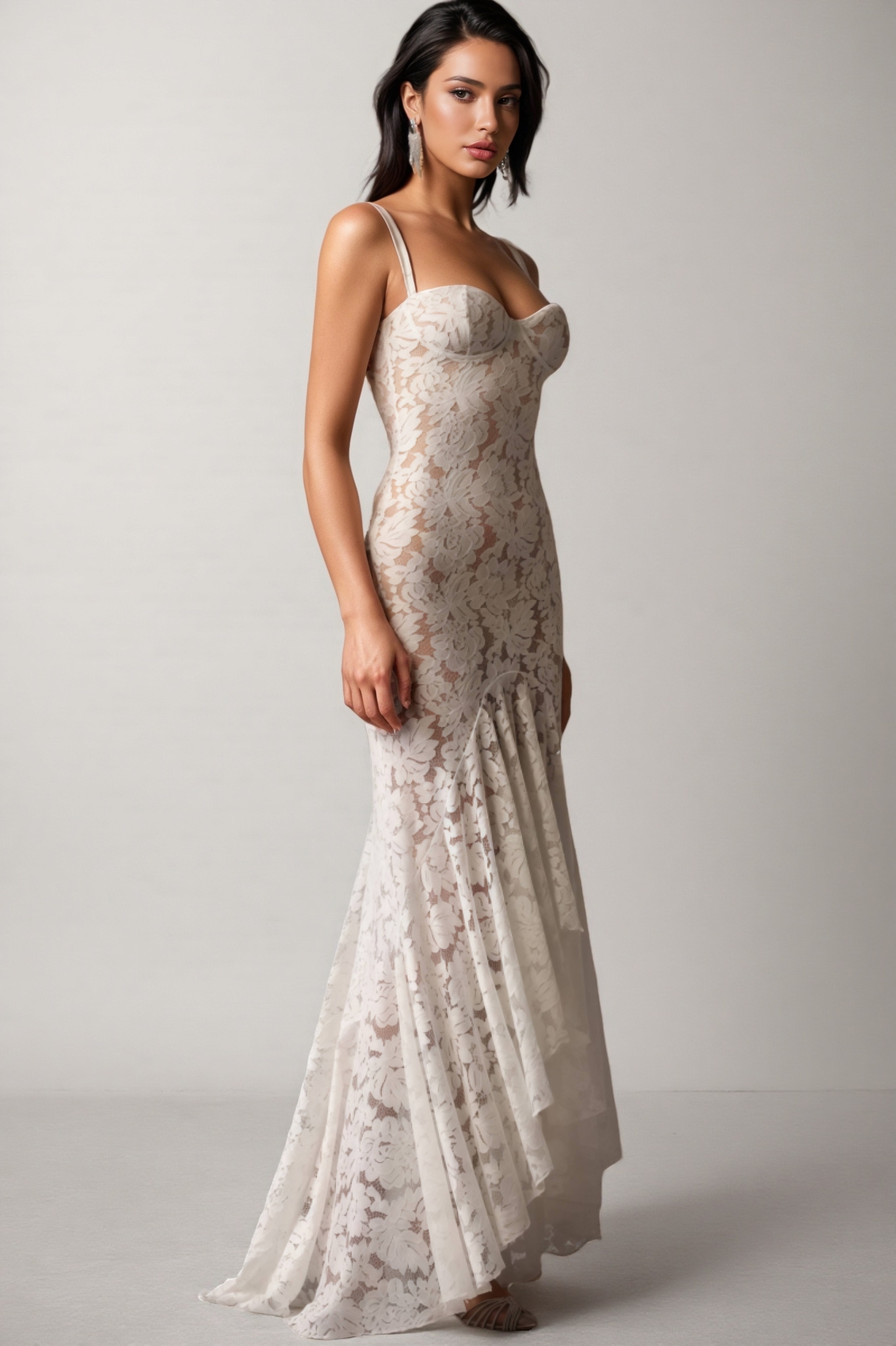 Carolh Sleeveless Lace Maxi Dress