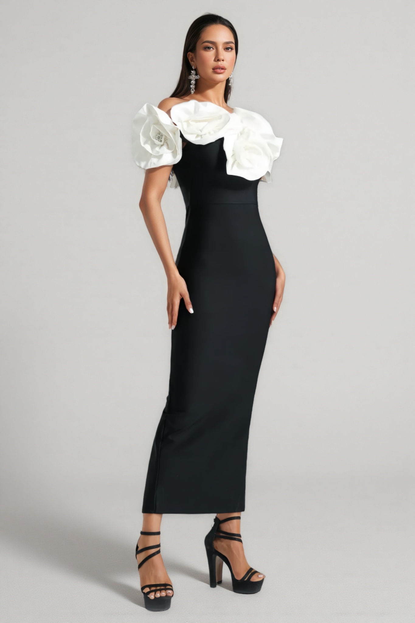 Slaia Flower One Shoulder Maxi Dress