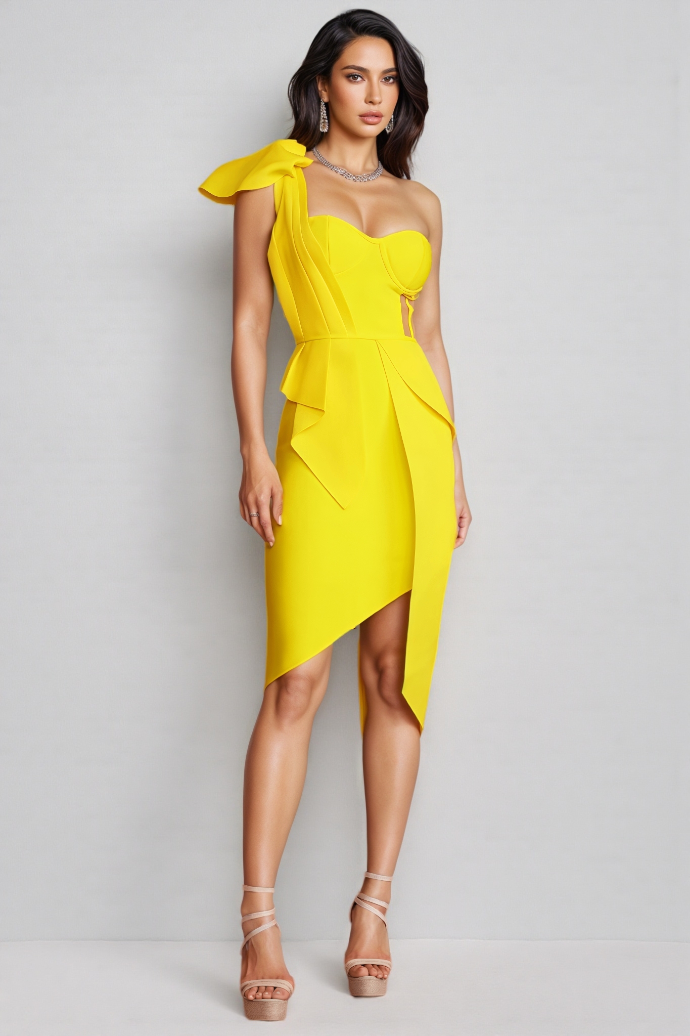 Oriel One Shoulder Midi Dress