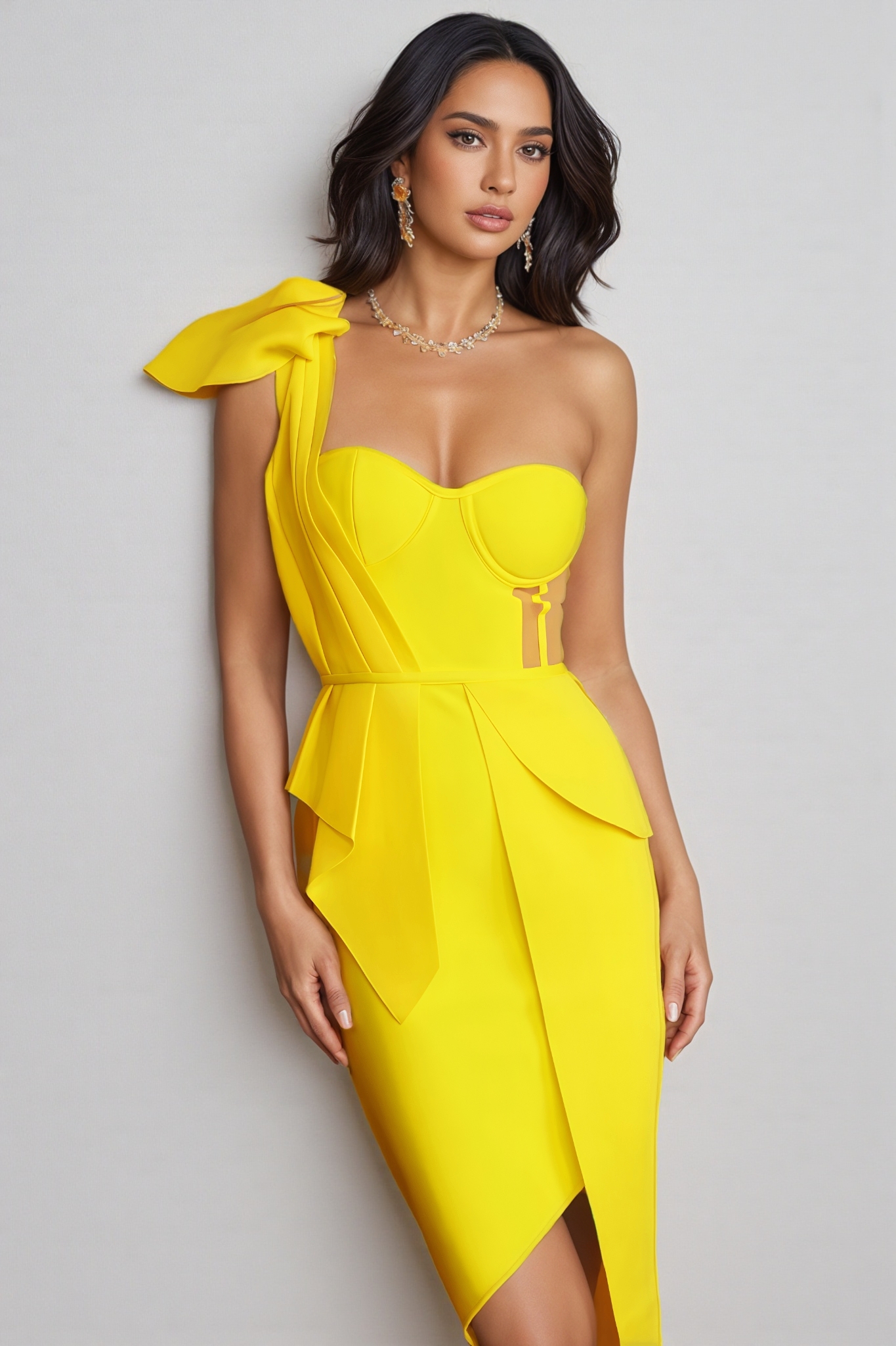 Oriel One Shoulder Midi Dress