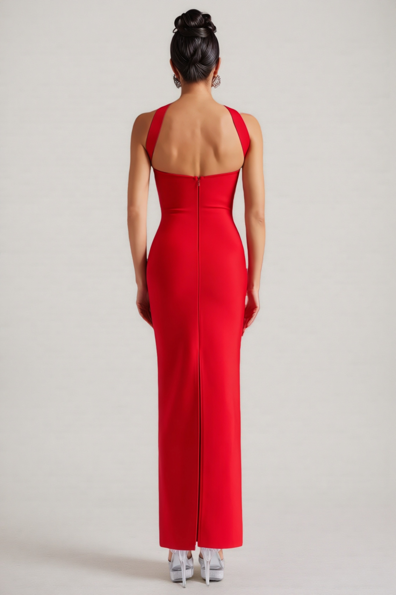 Aroa Sheath Tight Neckline Maxi Dress