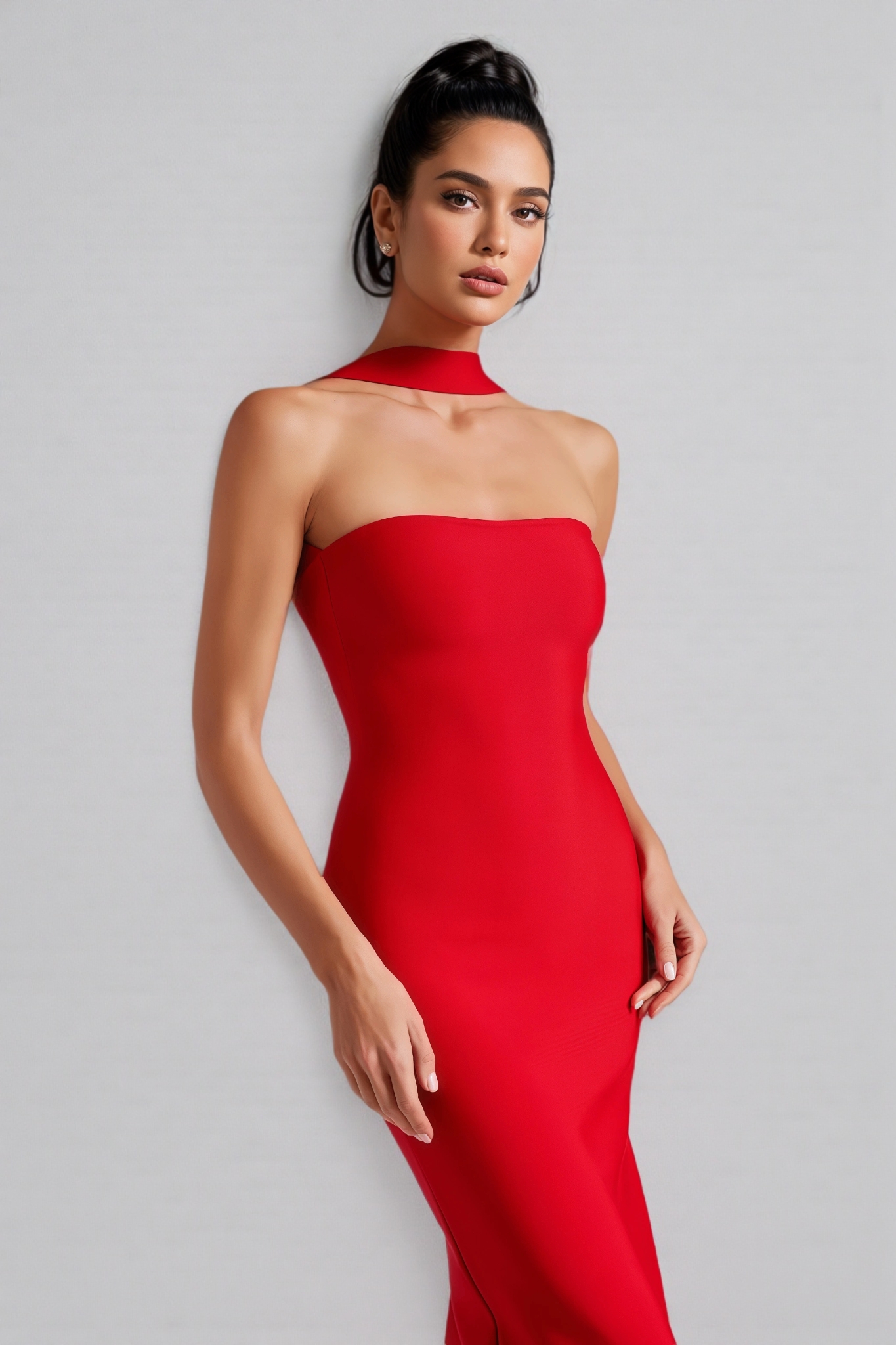 Aroa Sheath Tight Neckline Maxi Dress