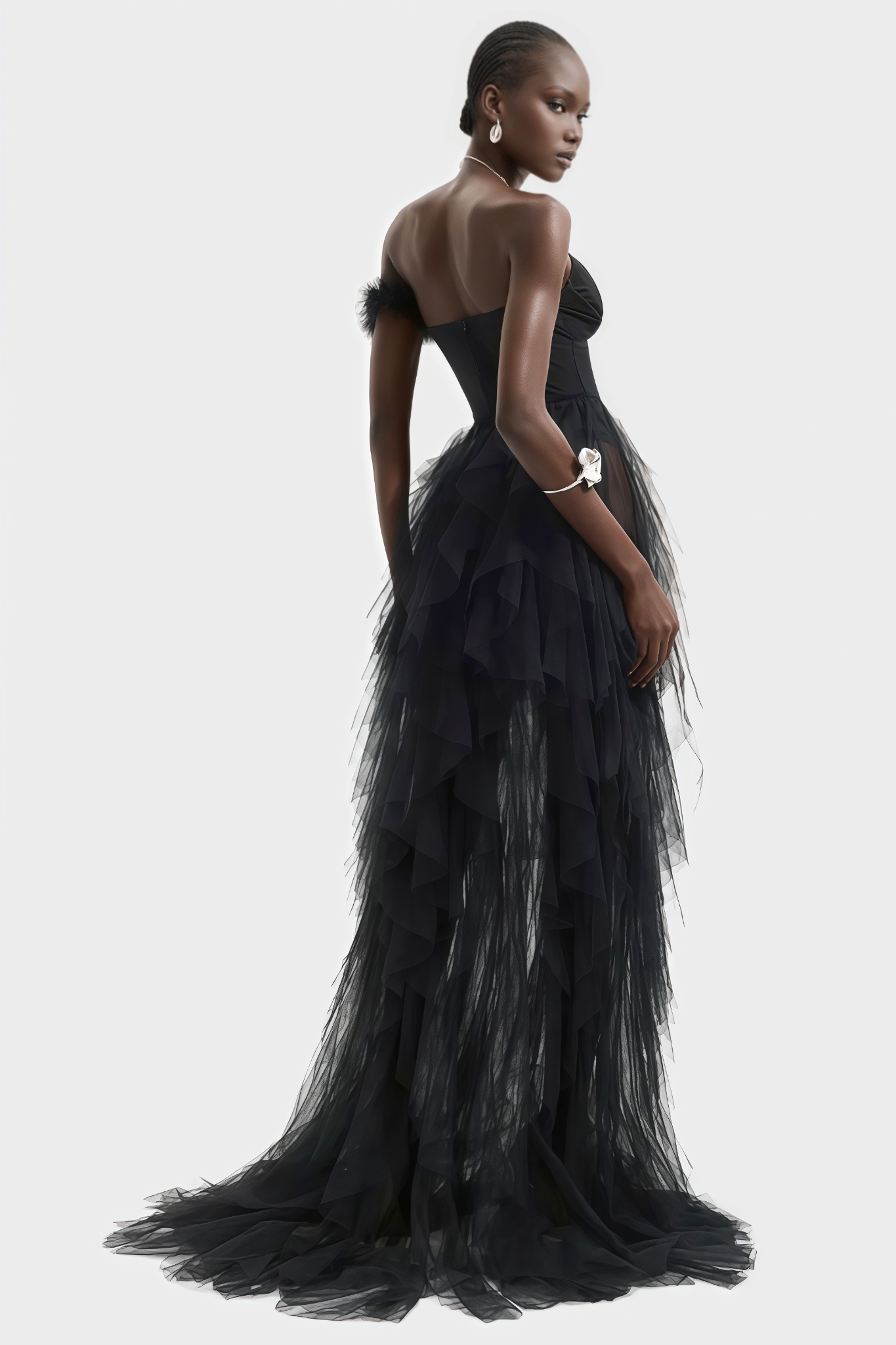 Mia One Shoulder Feather Maxi Dress