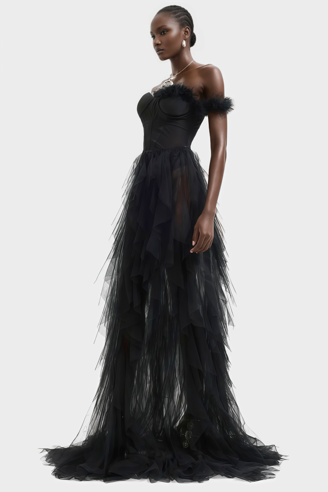 Mia One Shoulder Feather Maxi Dress