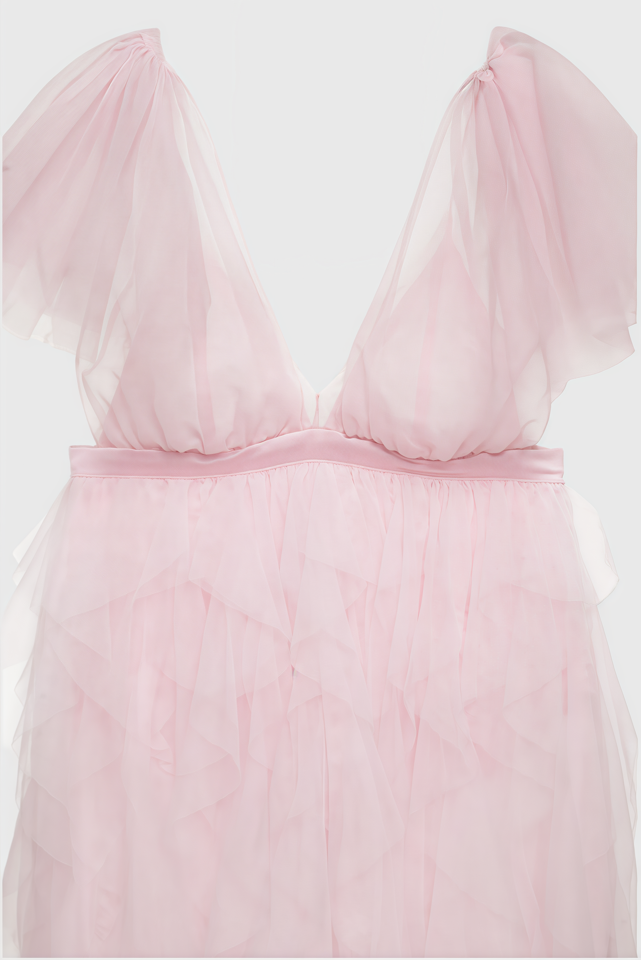 Chlos Pink Lace Mesh Maxi Dress