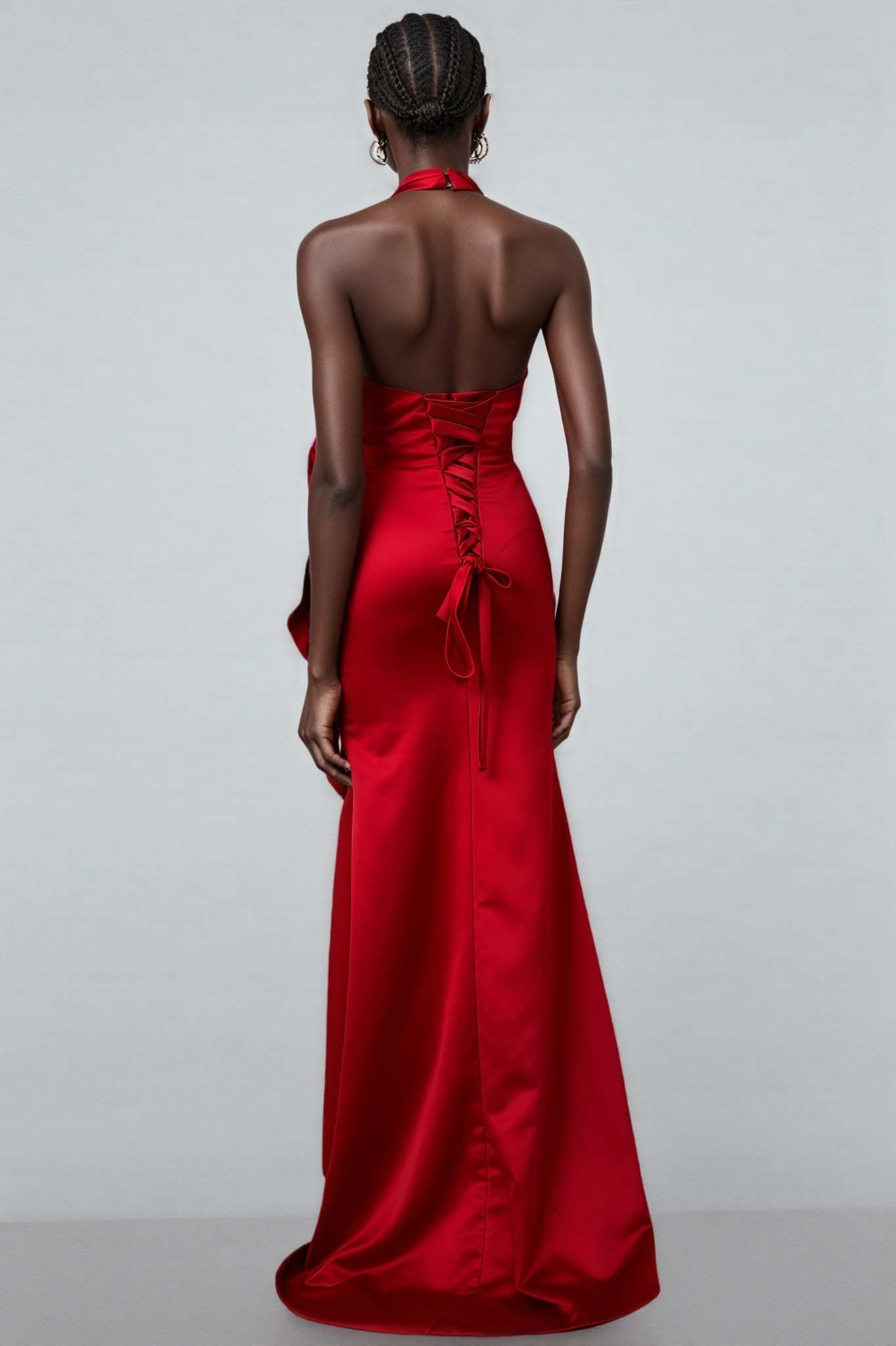 Caiusa Red 3D Floral Ruffle Maxi Dress