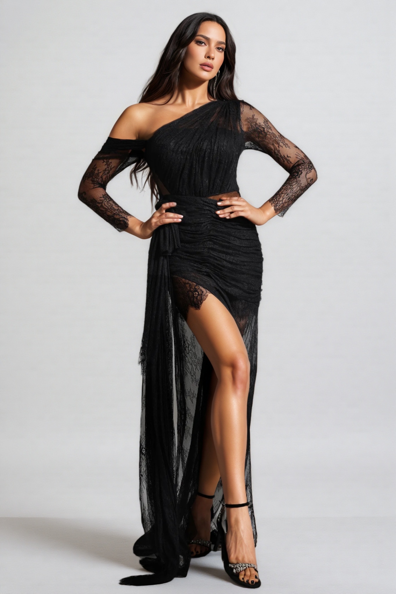 Koand One Shoulder Slit Maxi Dress