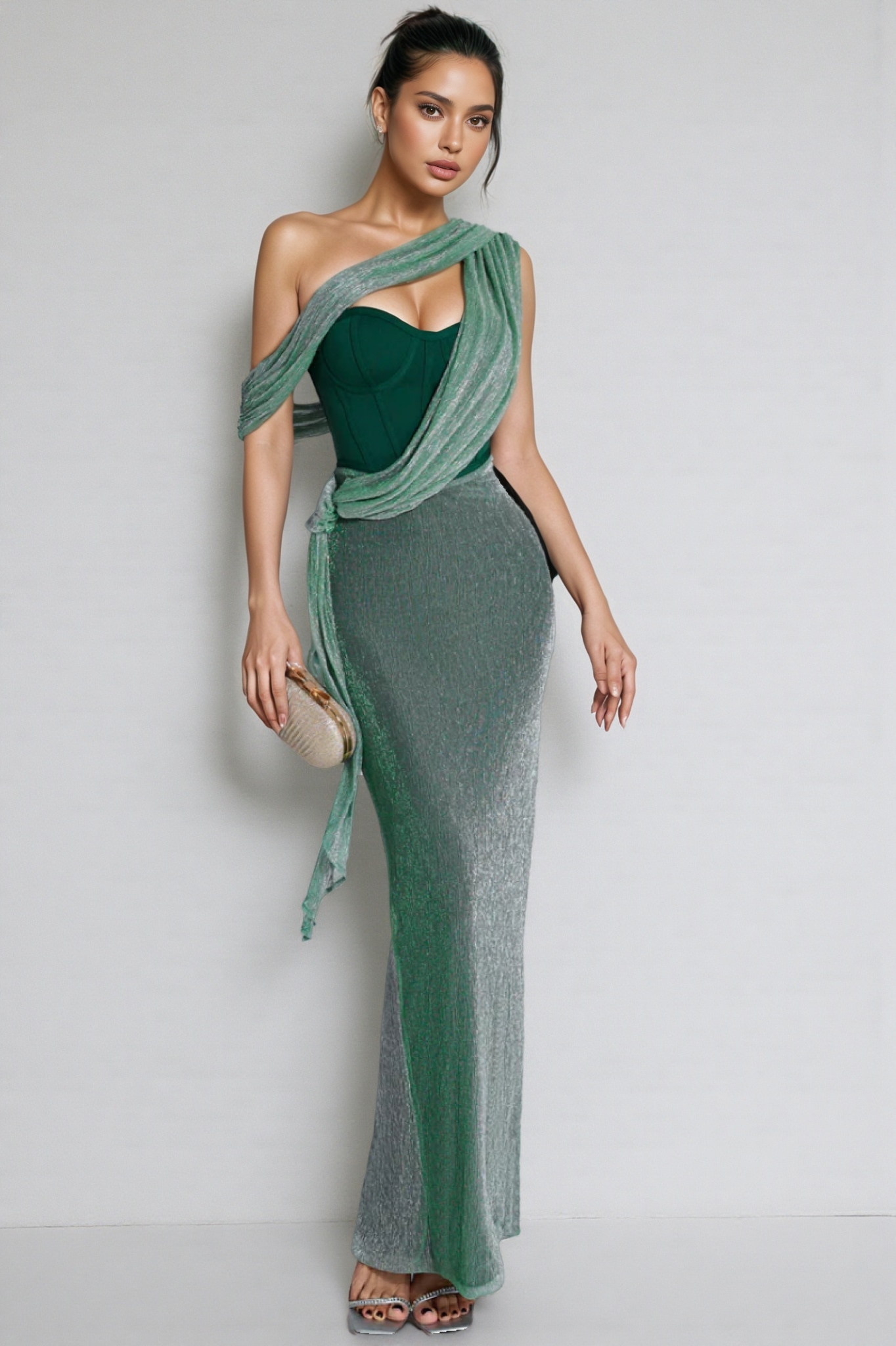 Serela Green Halter Strap Maxi Dress