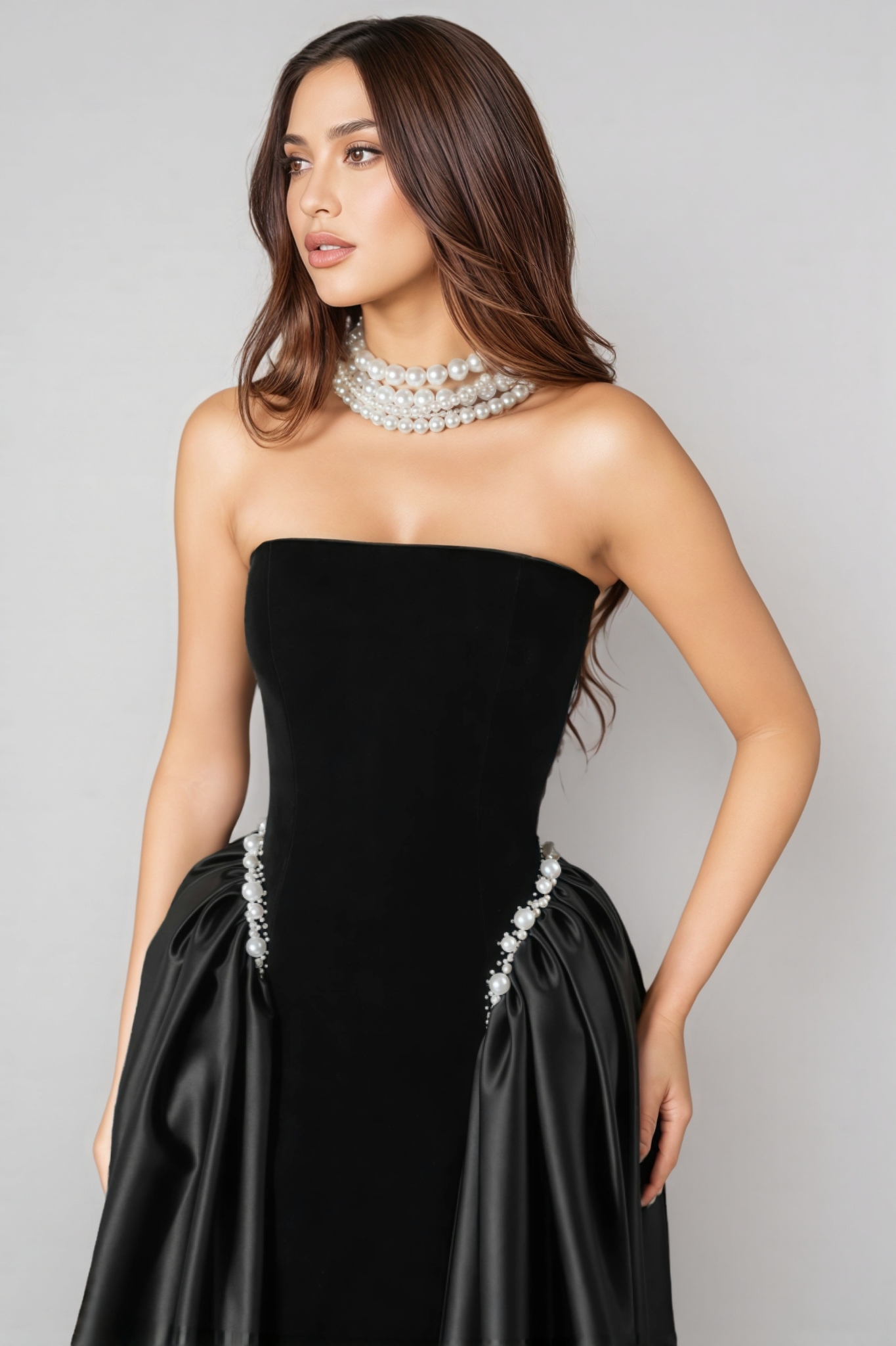 Eustace Black Strapless Evening Maxi Dress