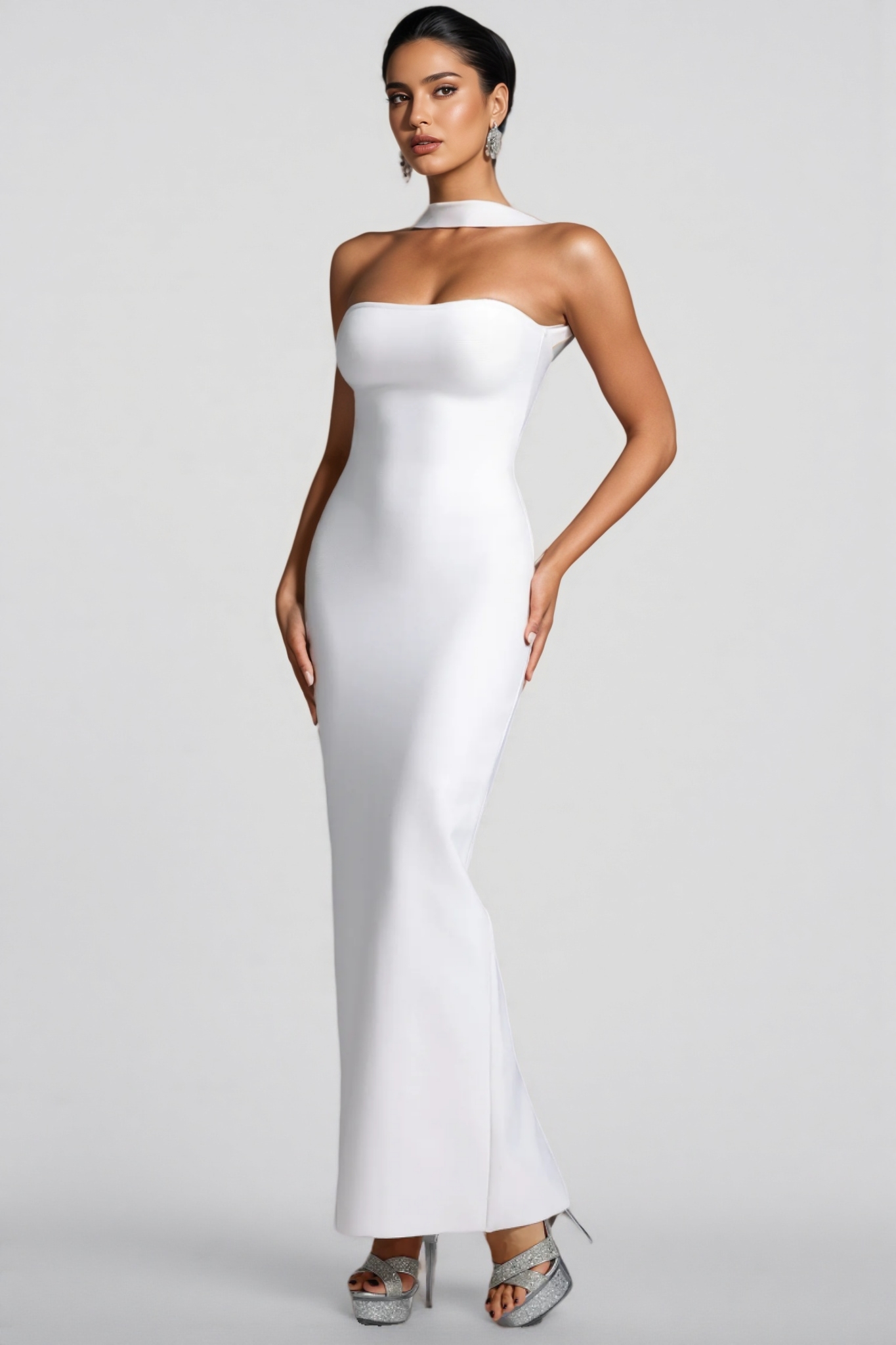 Aurol Sleeveless Slit Bandage Maxi Dress