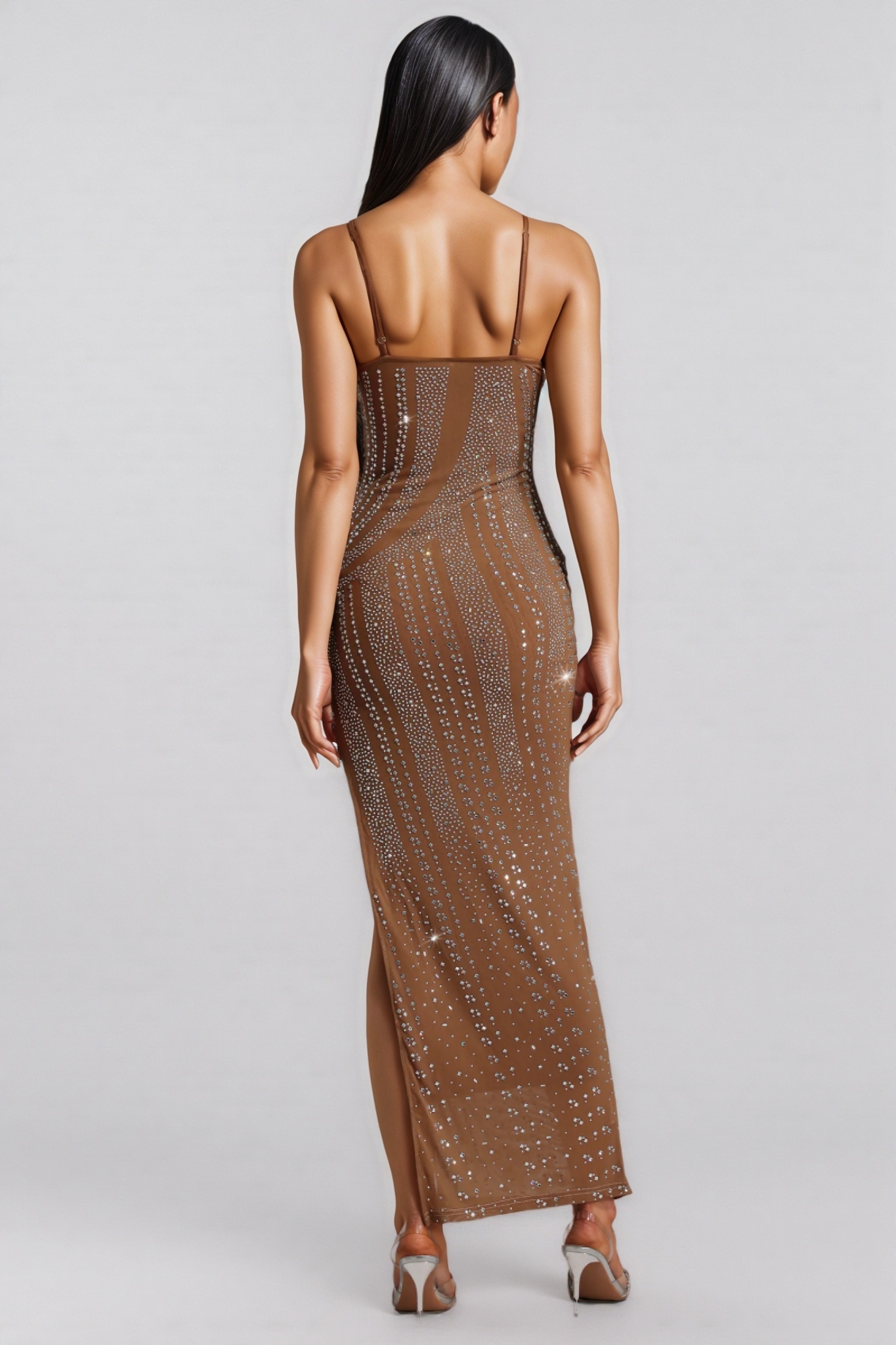 Hailfd Sleeveless Diamond Pearl Maxi Dress