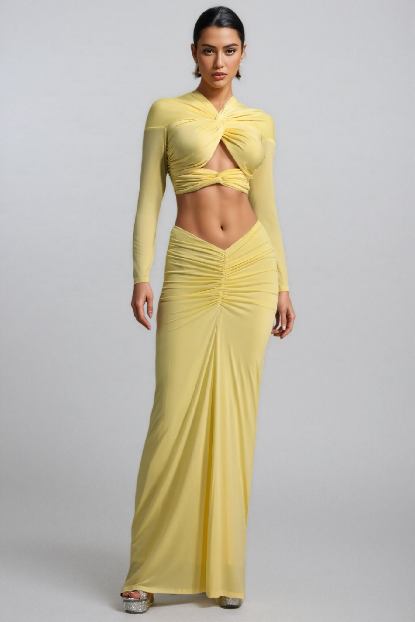 Raelse Long Sleeve Twisted Maxi Dress