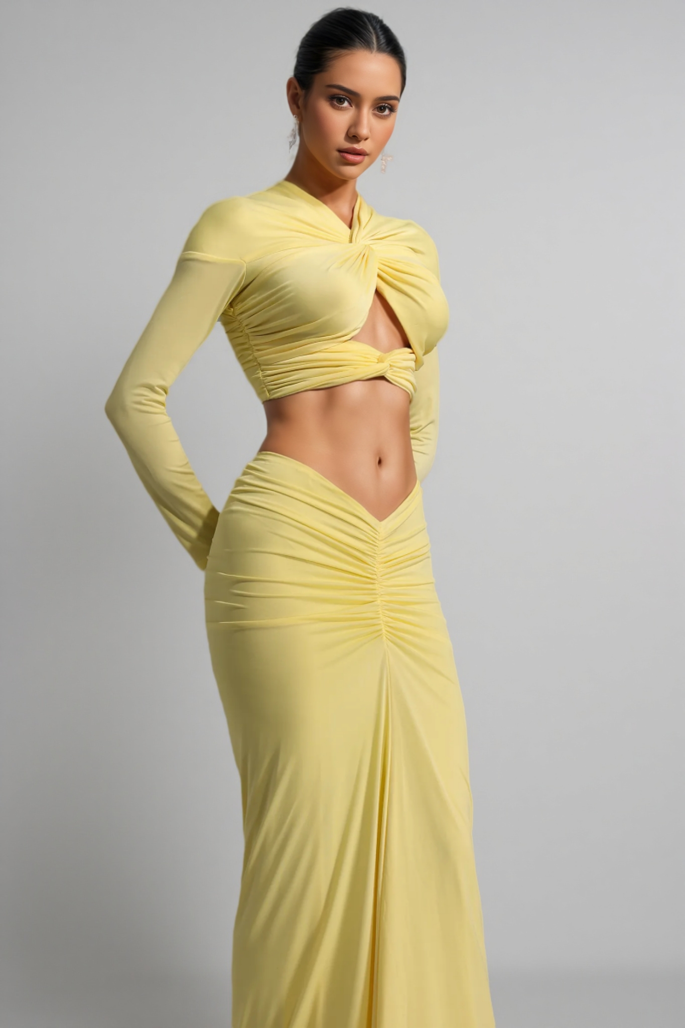 Raelse Long Sleeve Twisted Maxi Dress