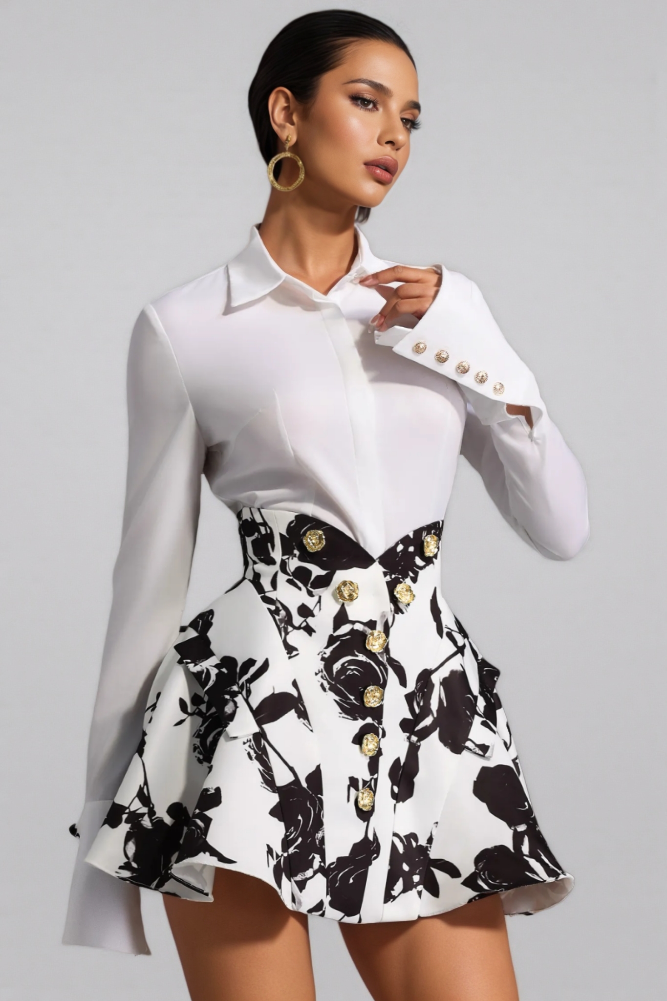 Zylah Long Sleeve Printing Mini Two-Piece Set