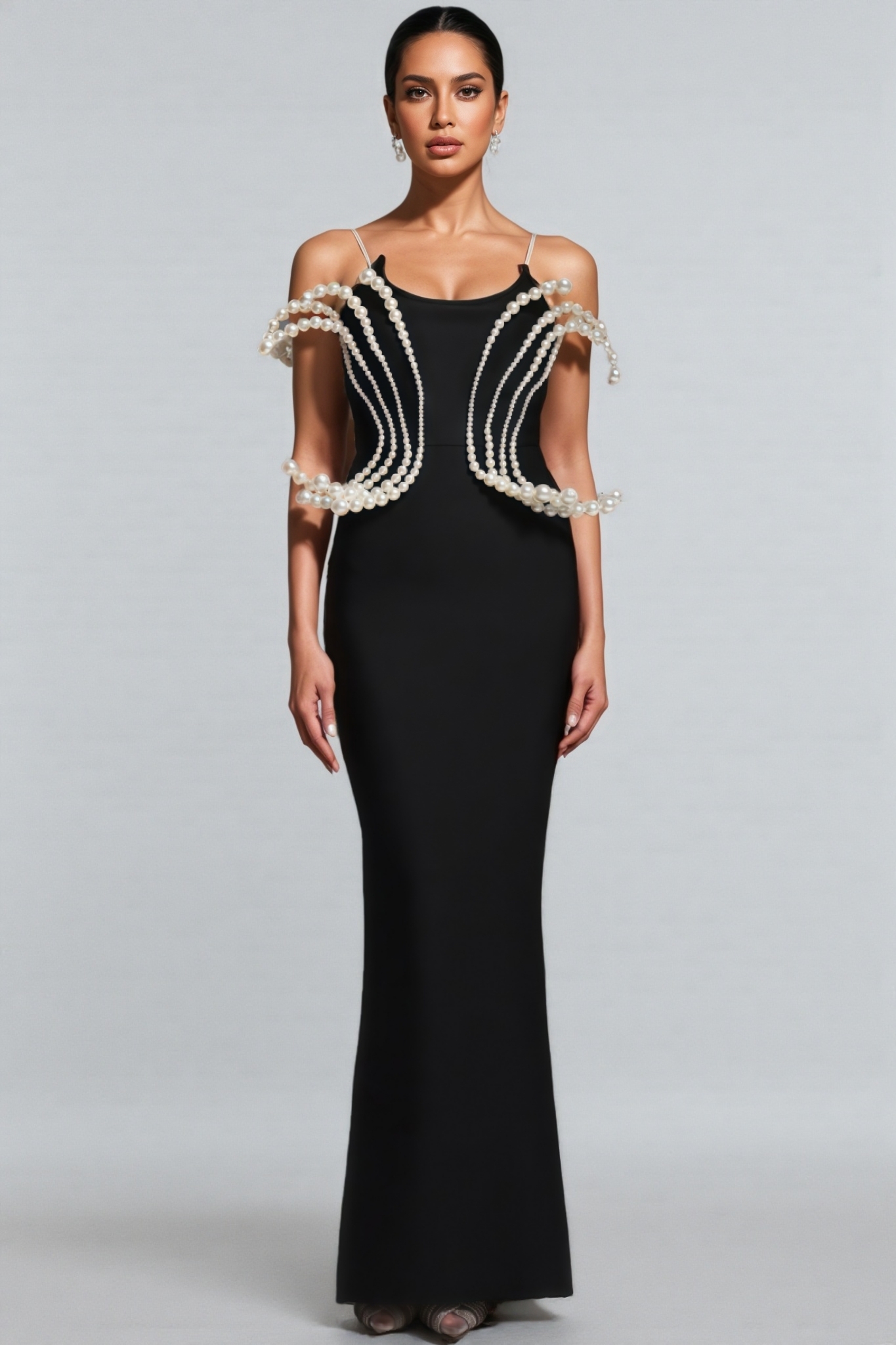 Milla Dimensional Pearl Bandage Maxi Dress