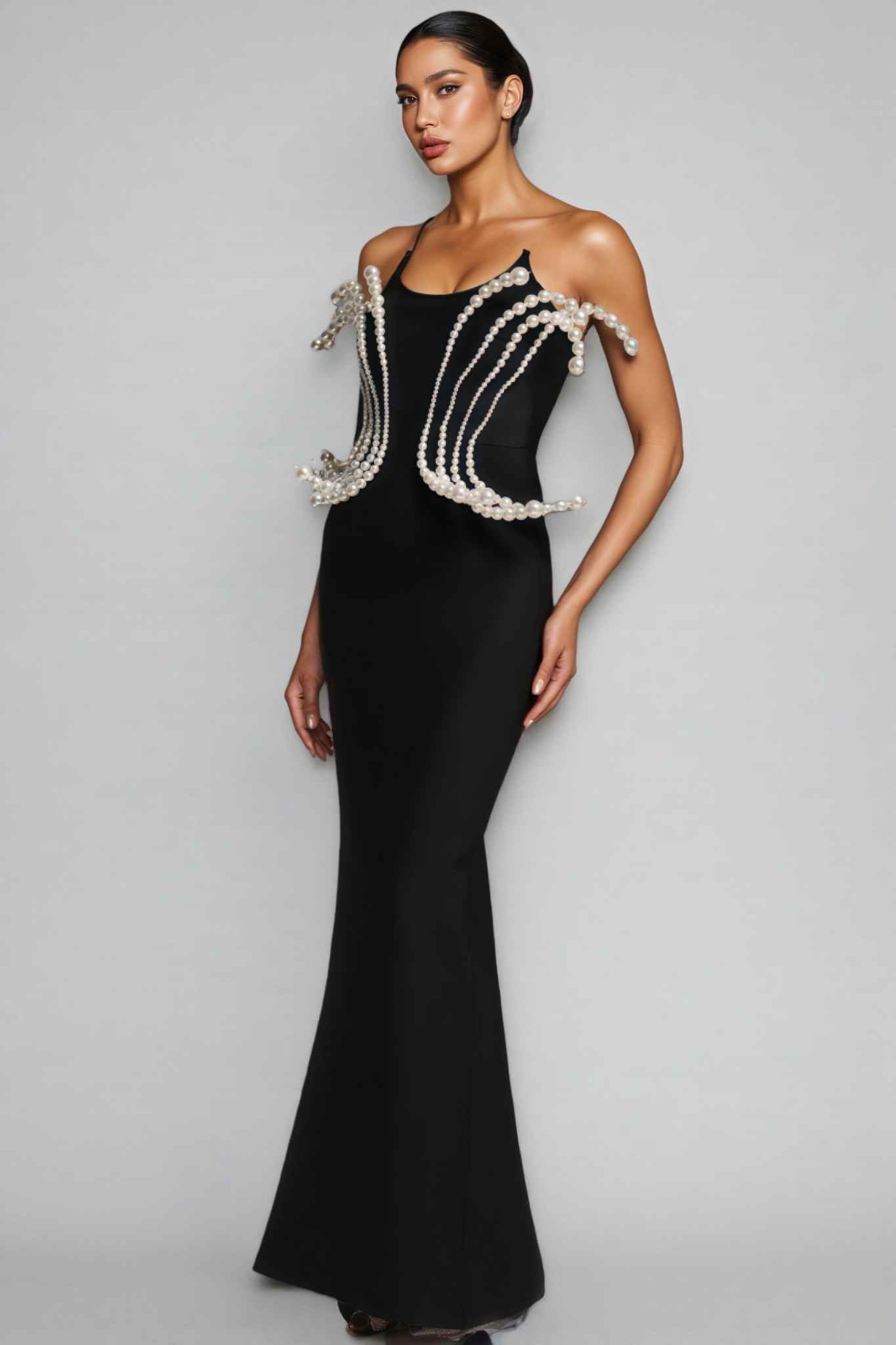 Milla Dimensional Pearl Bandage Maxi Dress