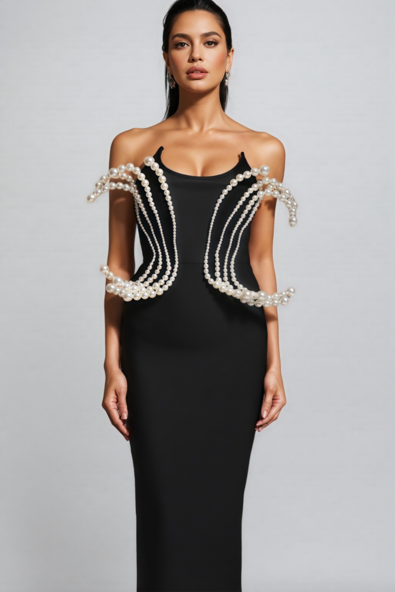 Milla Dimensional Pearl Bandage Maxi Dress
