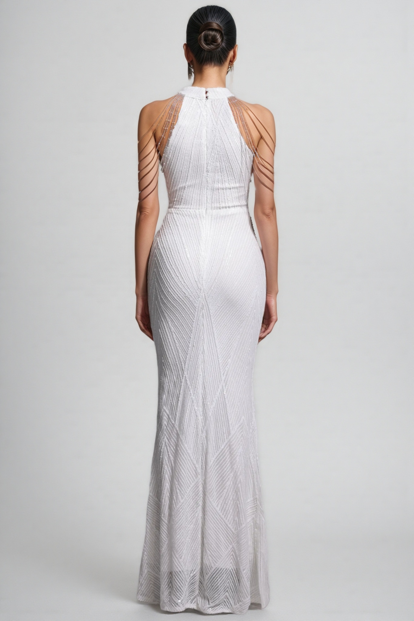 Solend Neckline Sequin Fishtail Maxi Dress