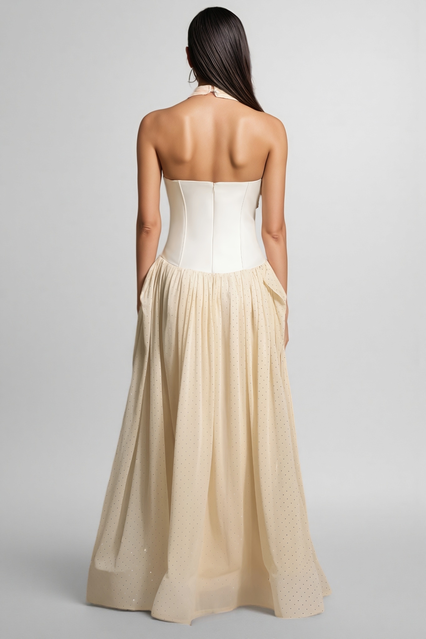 Elsone Halter Sleeveless V-Neck Maxi Dress