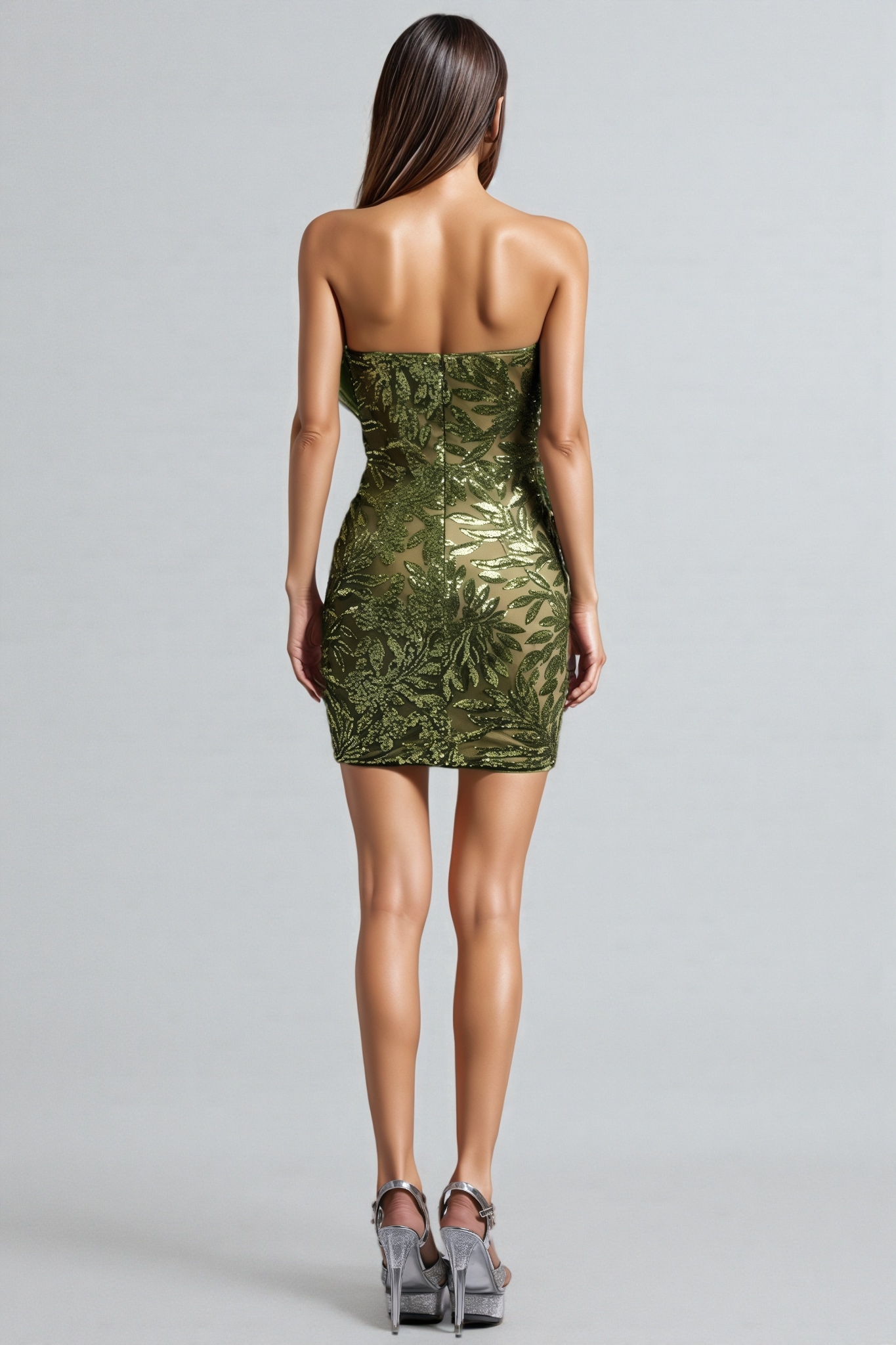 Karena Sequined Plunge Mini Dress