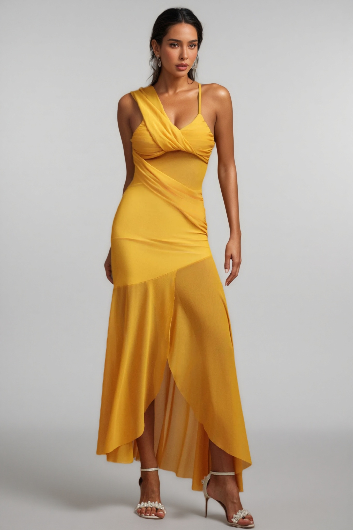 Thalassa Sleeveless Asymmetric Slit Maxi Dress